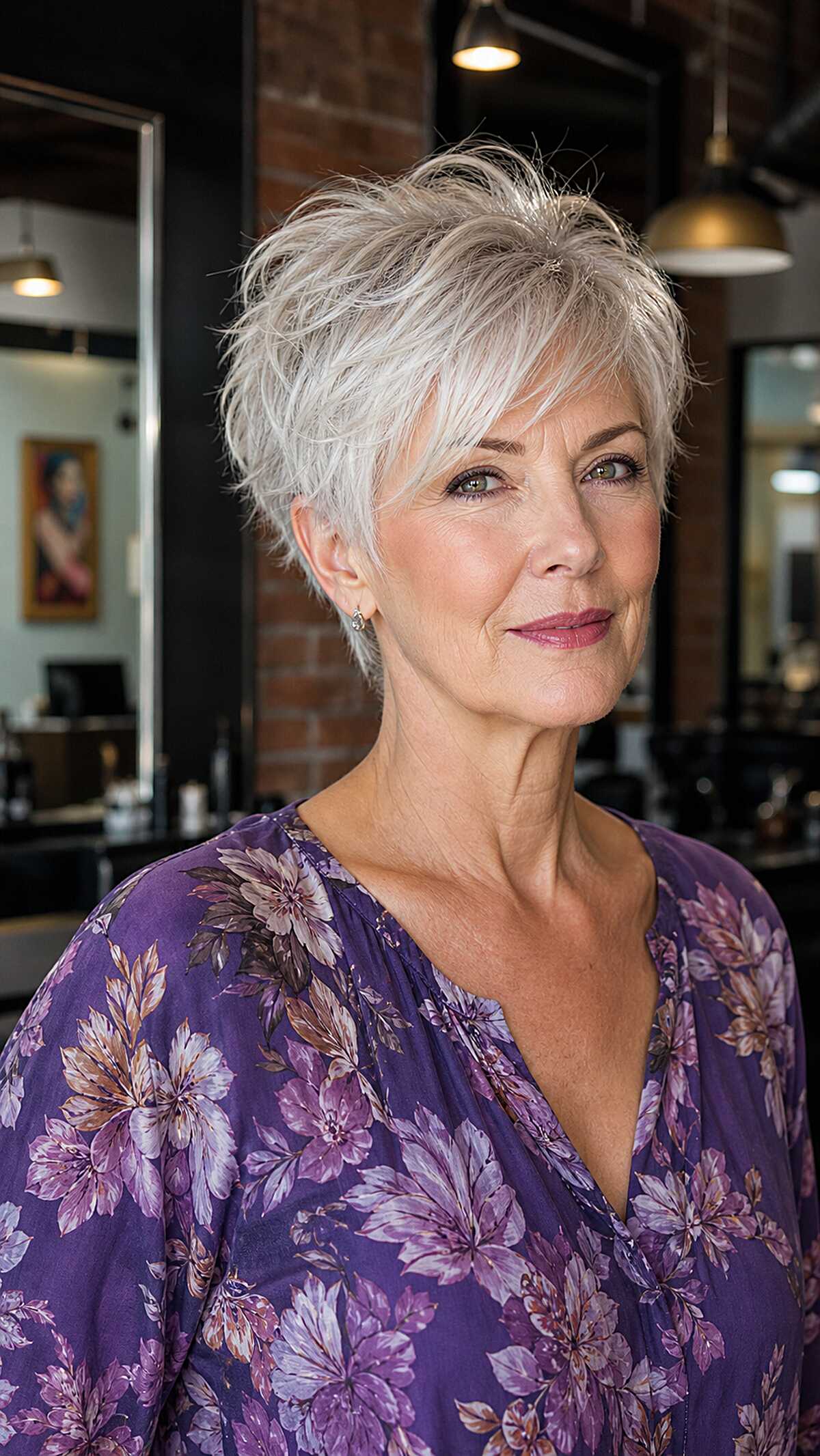 White silver pixie with lived-in wispy texture
