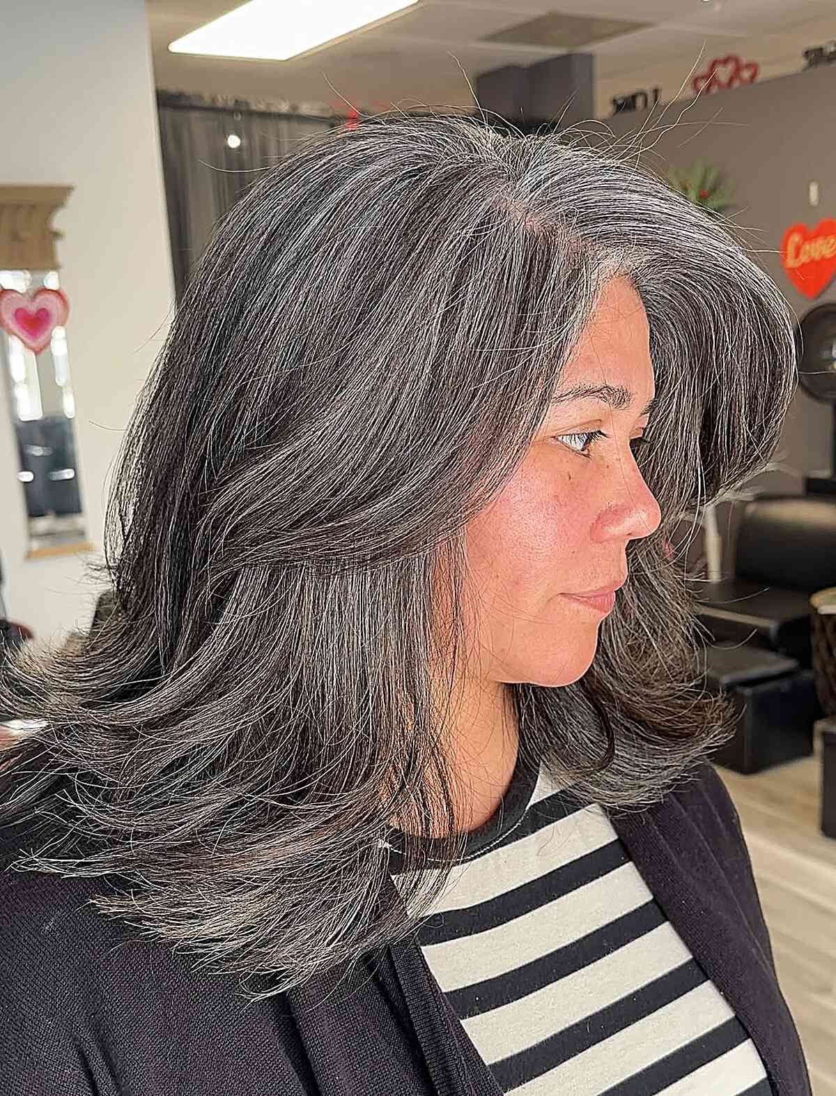 Stylish Salt and Pepper Layered Haircut