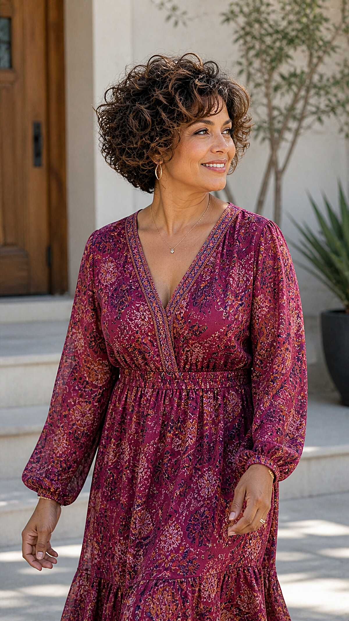 Bouncy short curly bob with loose brown curls