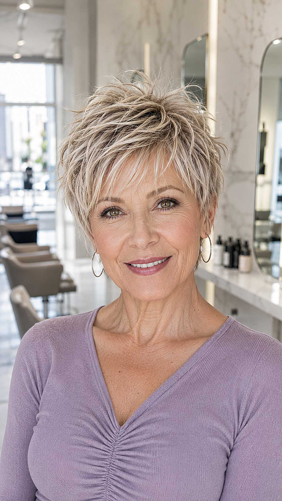 Bright Ash Blonde Shixie With Sculpted Piecey Top