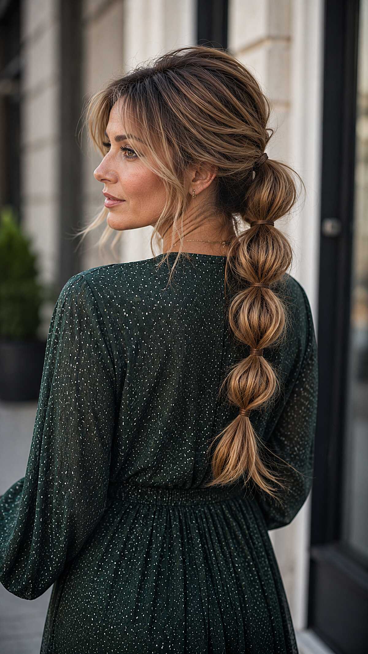 Long Bubble Braid Ponytail with Textured Volume