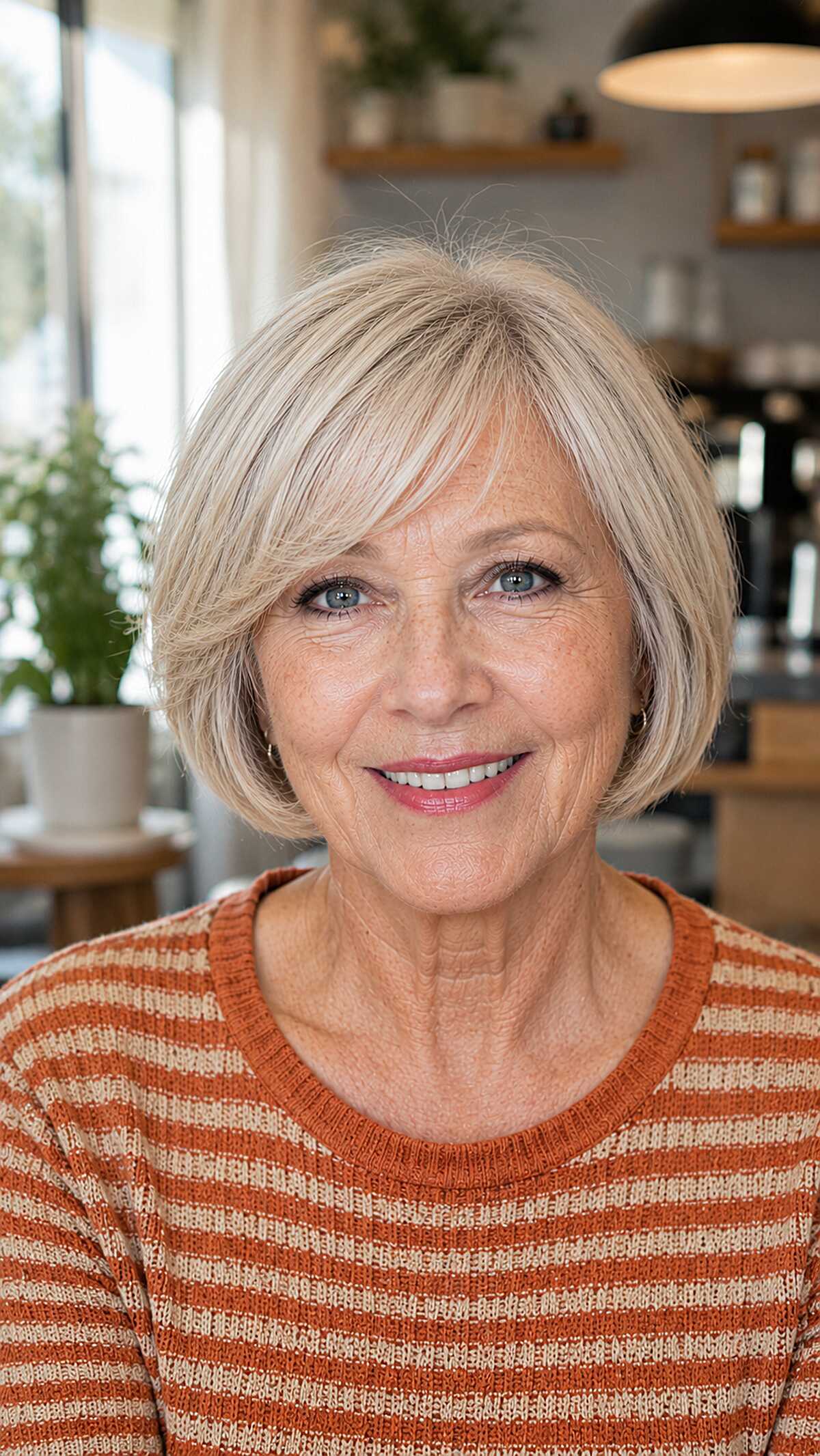 Buttery Blonde Chin-Length Bob with Soft Side Bangs