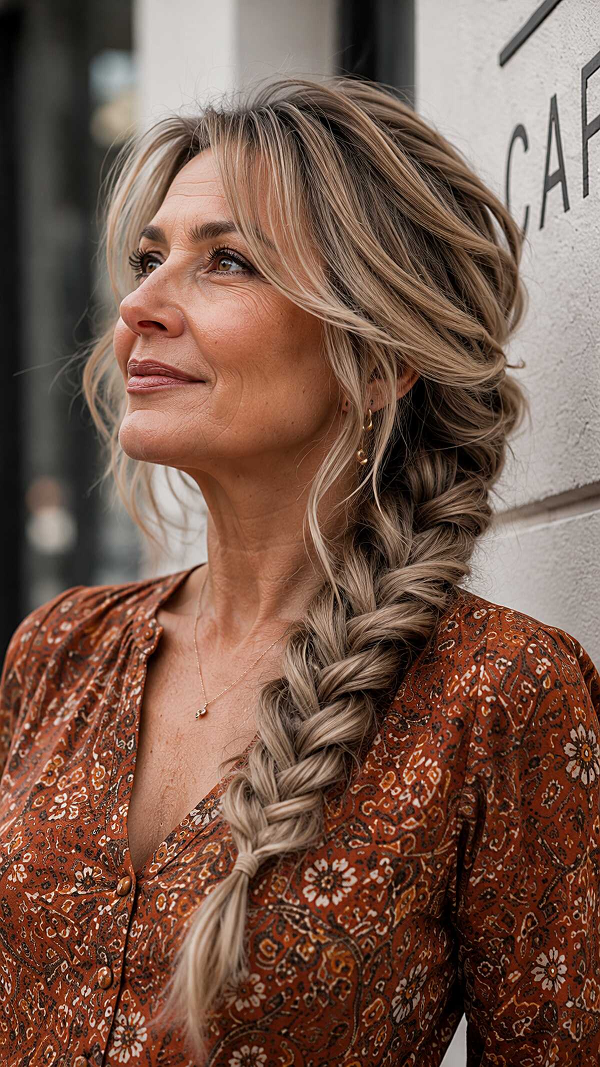 Chunky Side Fishtail Braid on Dimensional Blonde Hair