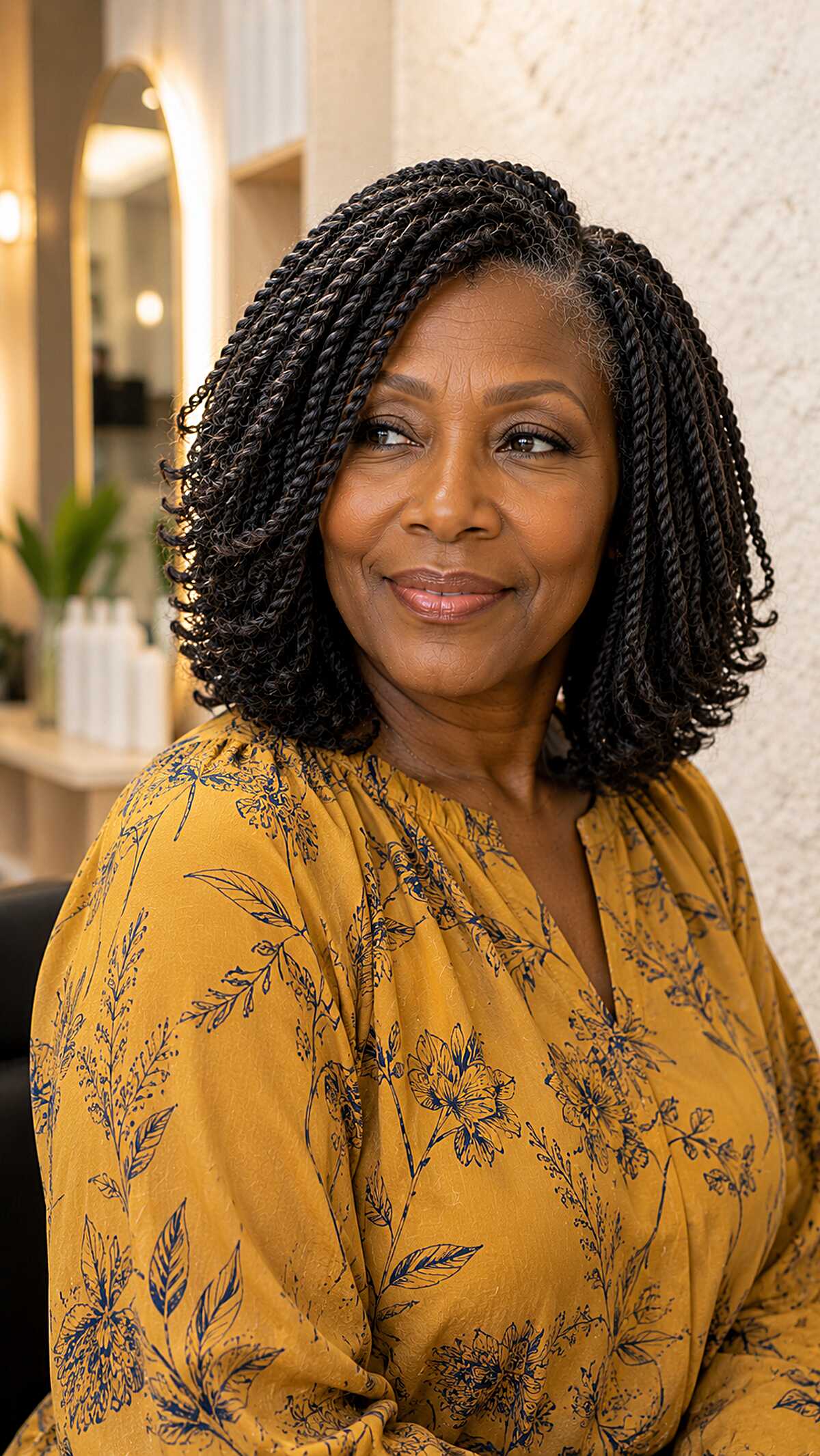 Shoulder-Length Senegalese Twist Bob in Jet Black