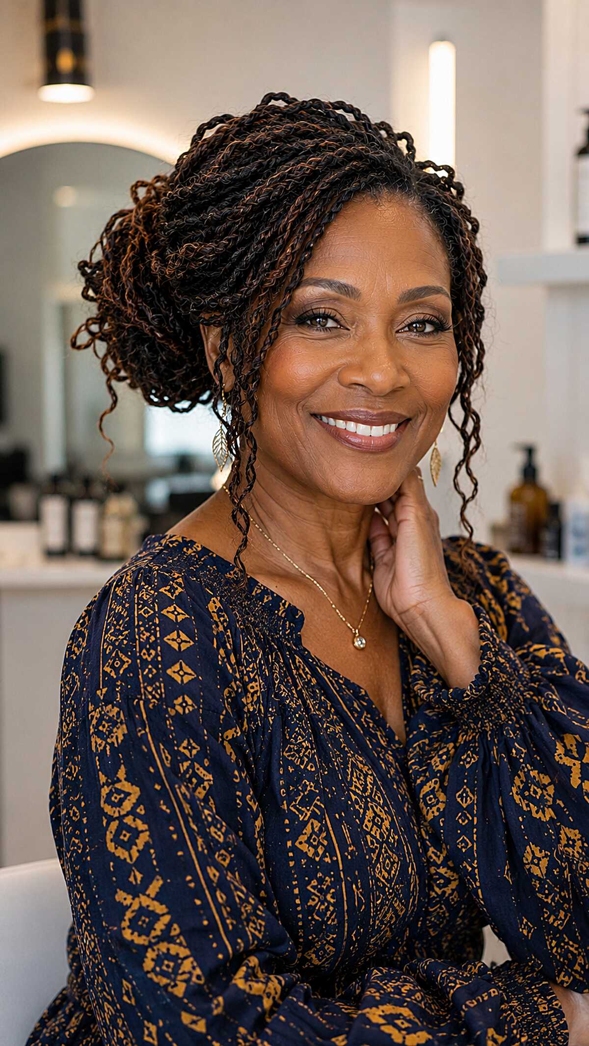 Crochet Twist Updo With Loose Curly Pieces Around Face