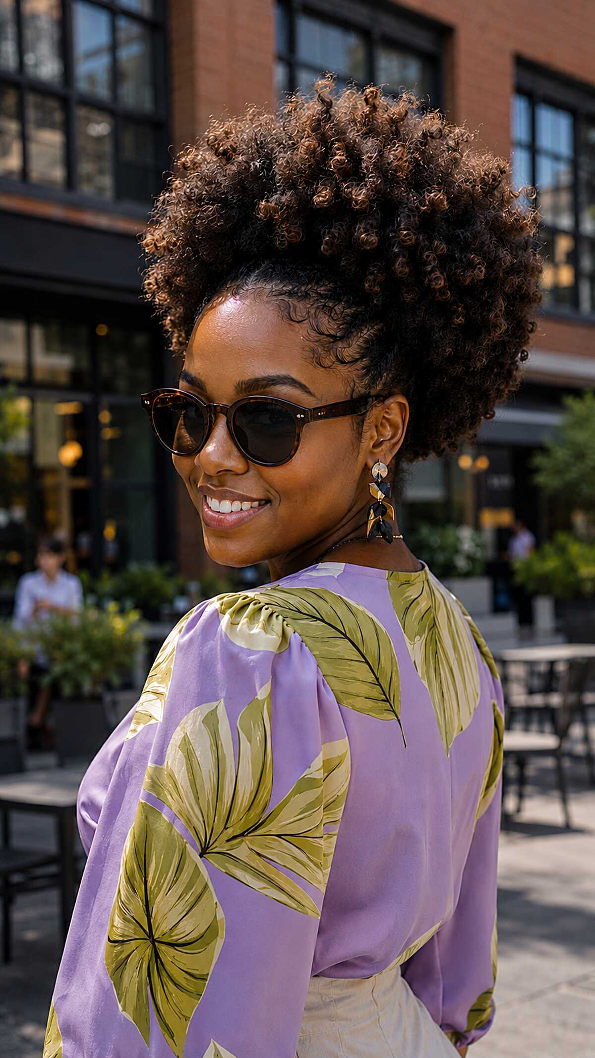 Crochet Afro Puff With Natural Brown Coily Texture