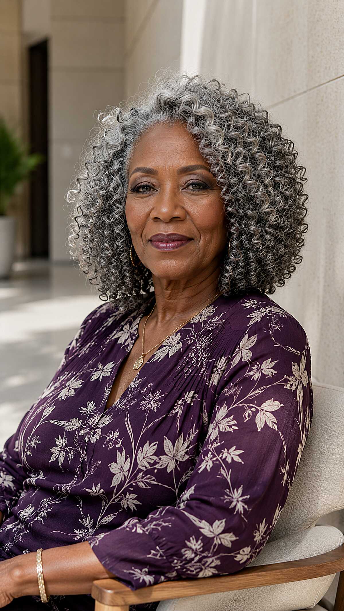 Silver and Black Curly Crochet at Shoulder Length