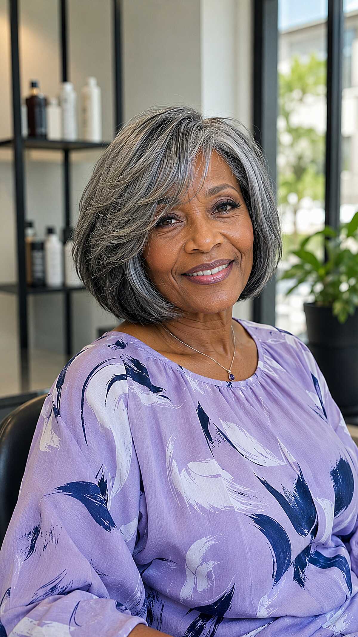 Gray and Silver Chin-Length Bob with Wispy Layers