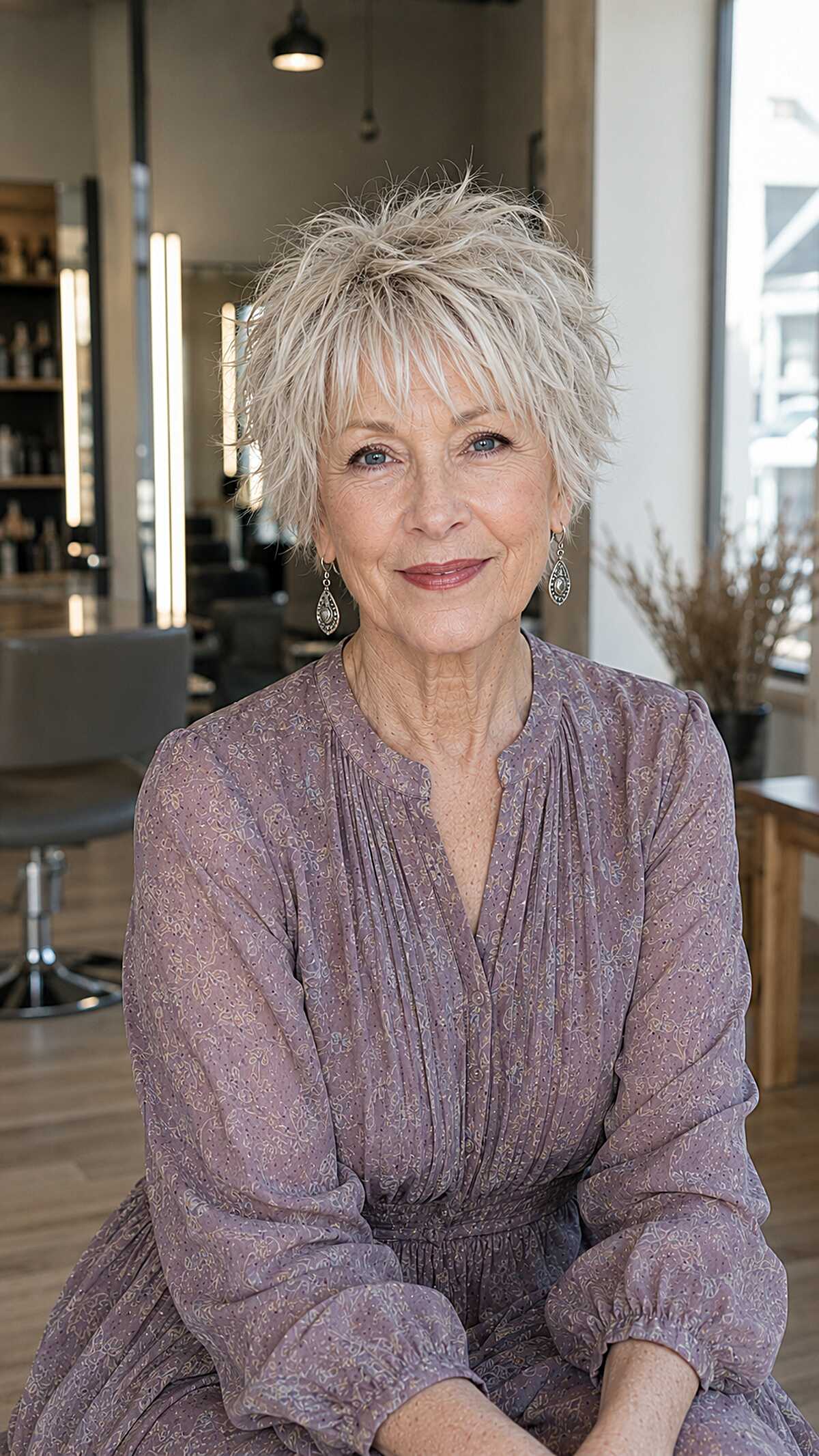 Icy Platinum Tousled Shixie With Spiky Crown