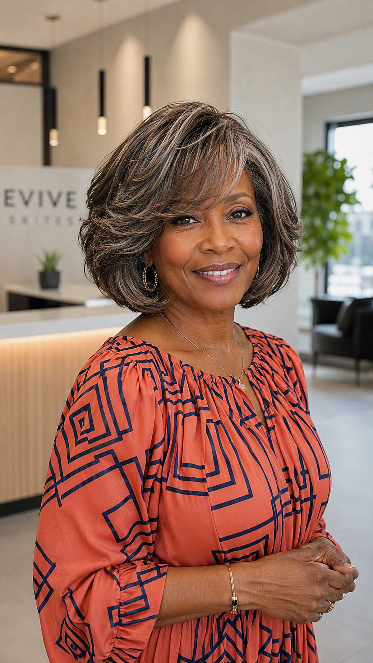 Layered Brown and Silver Bob with Voluminous Body