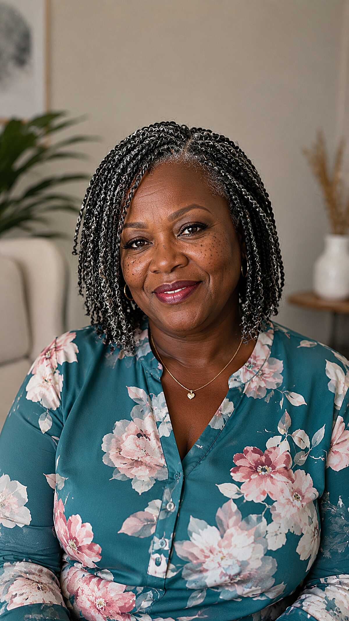 Short Gray and Black Mini Twist Crochet Bob
