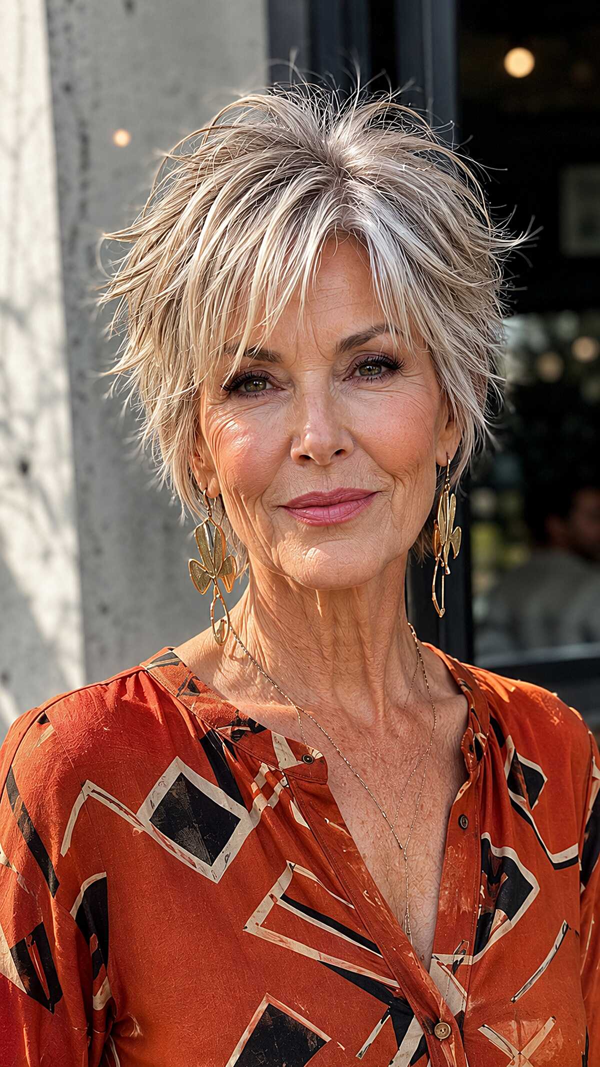 Platinum Ash Blonde Razored Shixie With Windswept Texture