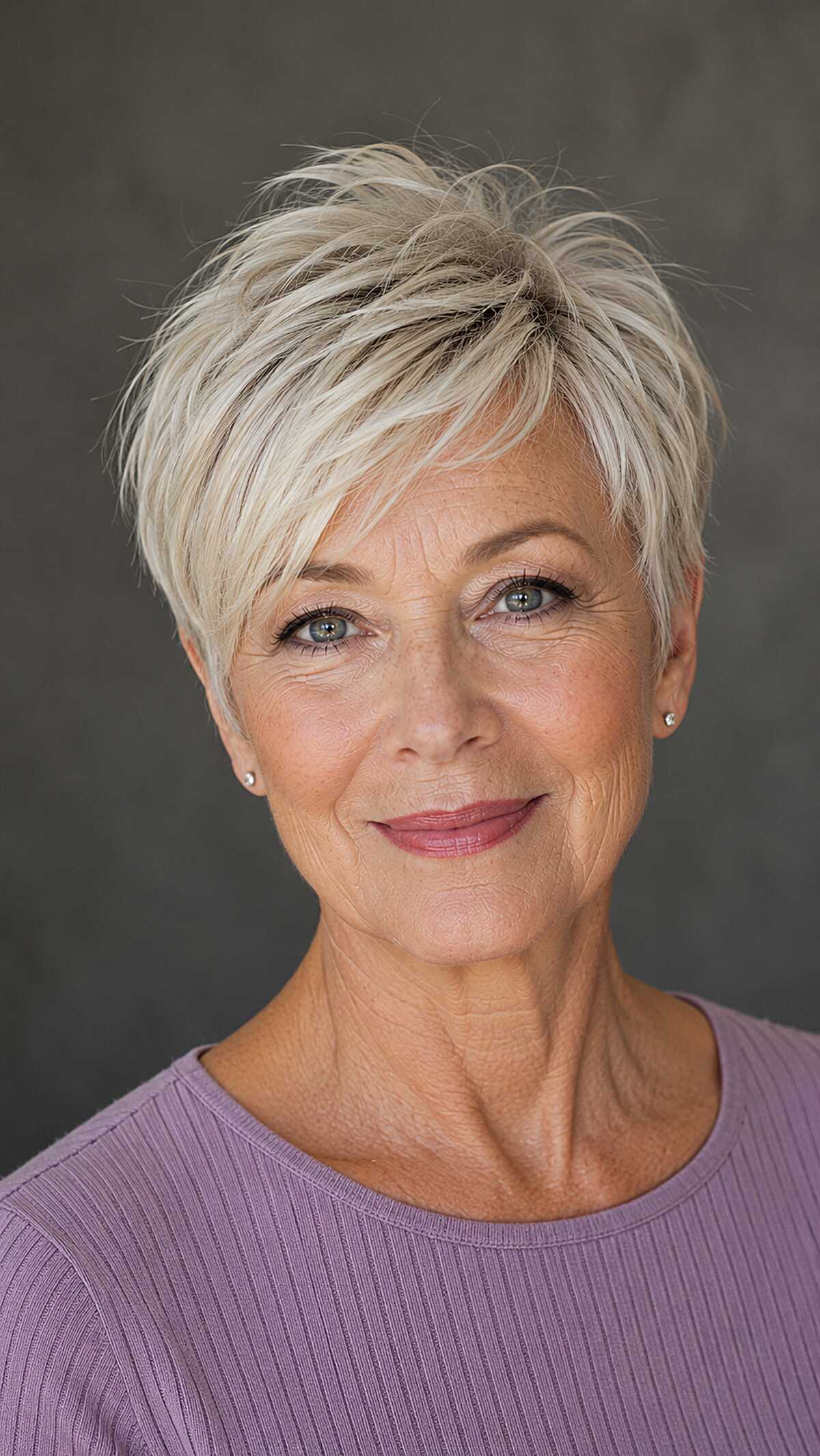 Platinum Blonde Textured Pixie with Wispy Fringe