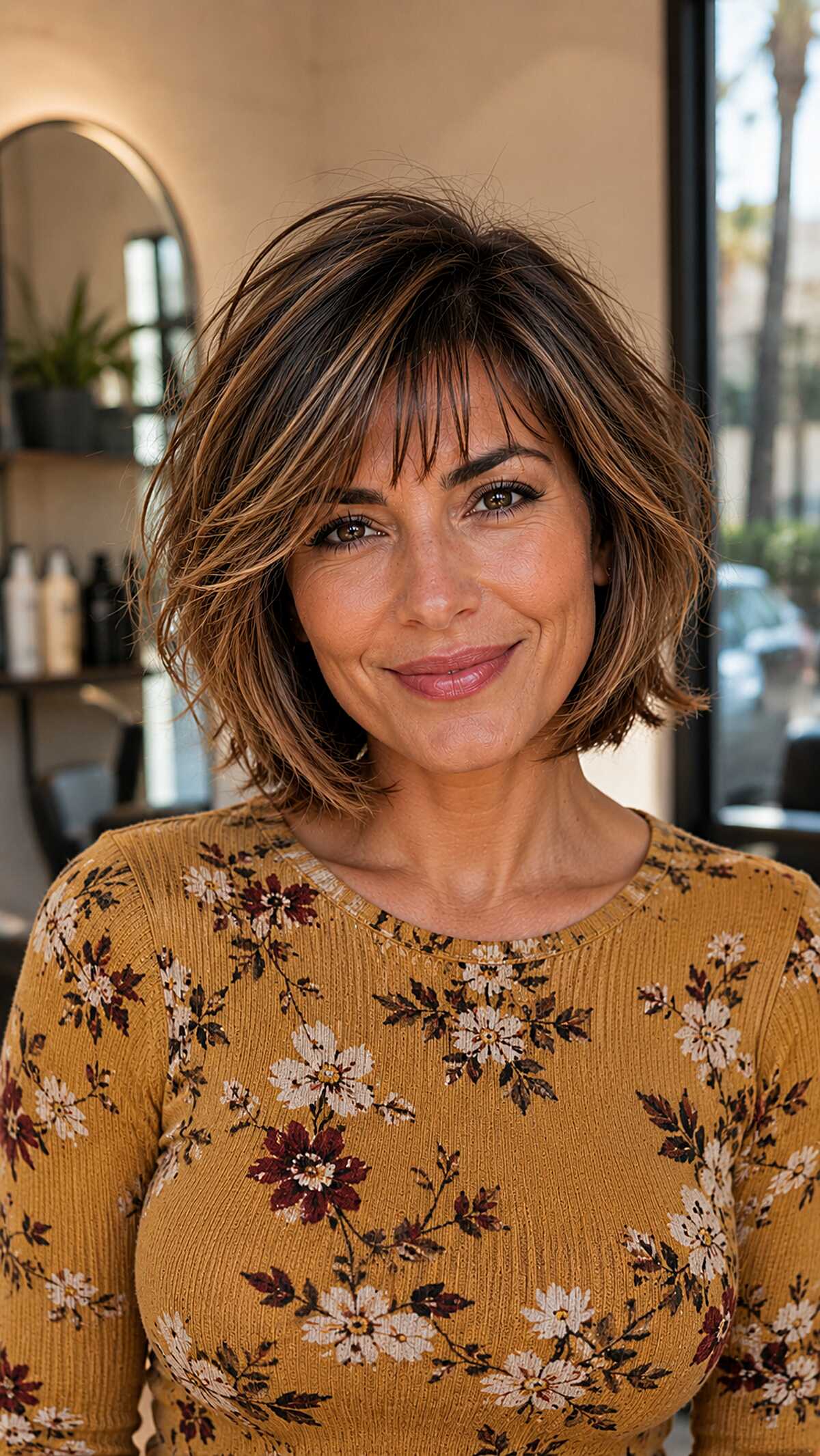 Razored Short Layered Bob with Soft Fringe