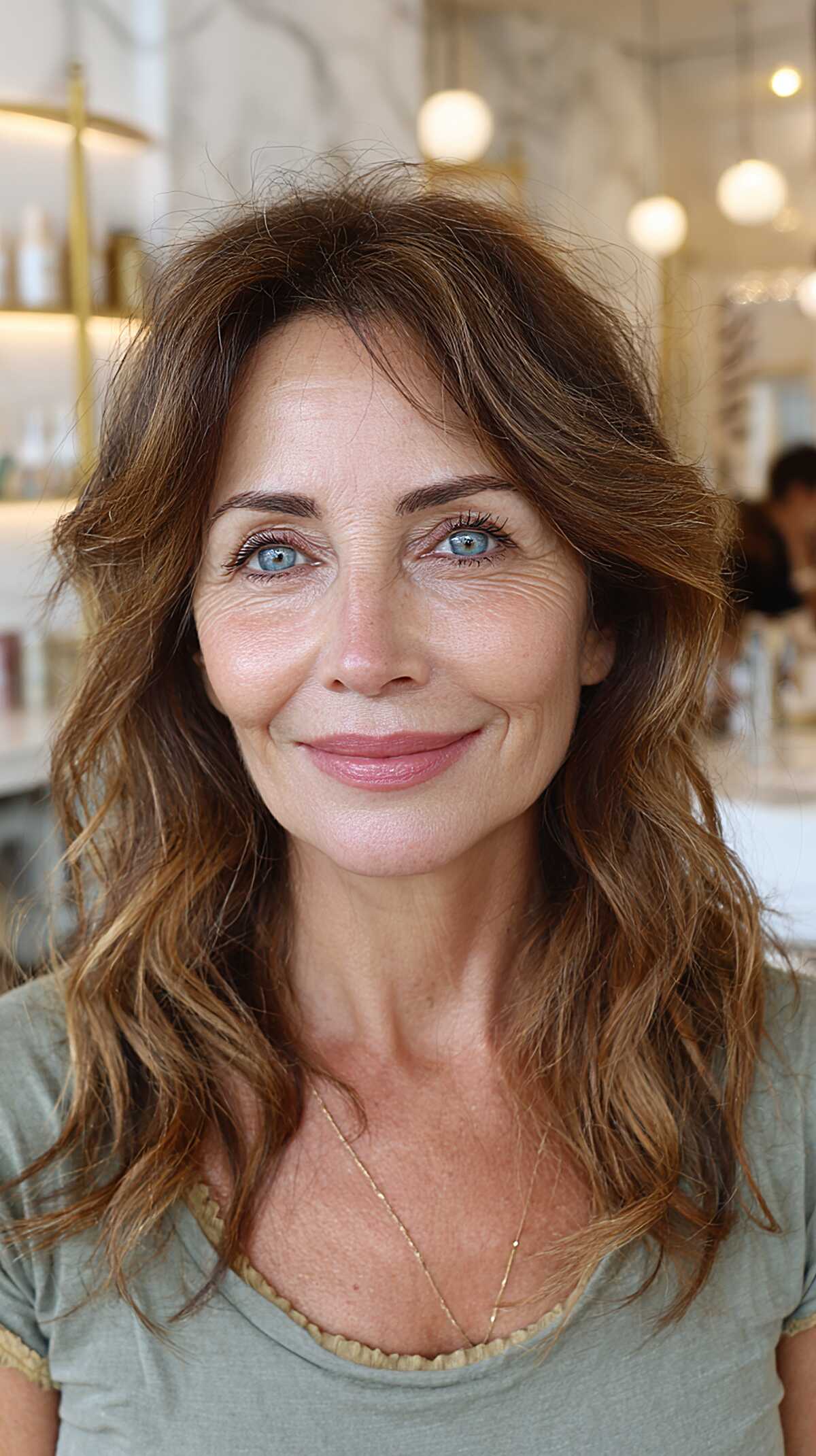 Relaxed medium brunette waves with natural texture