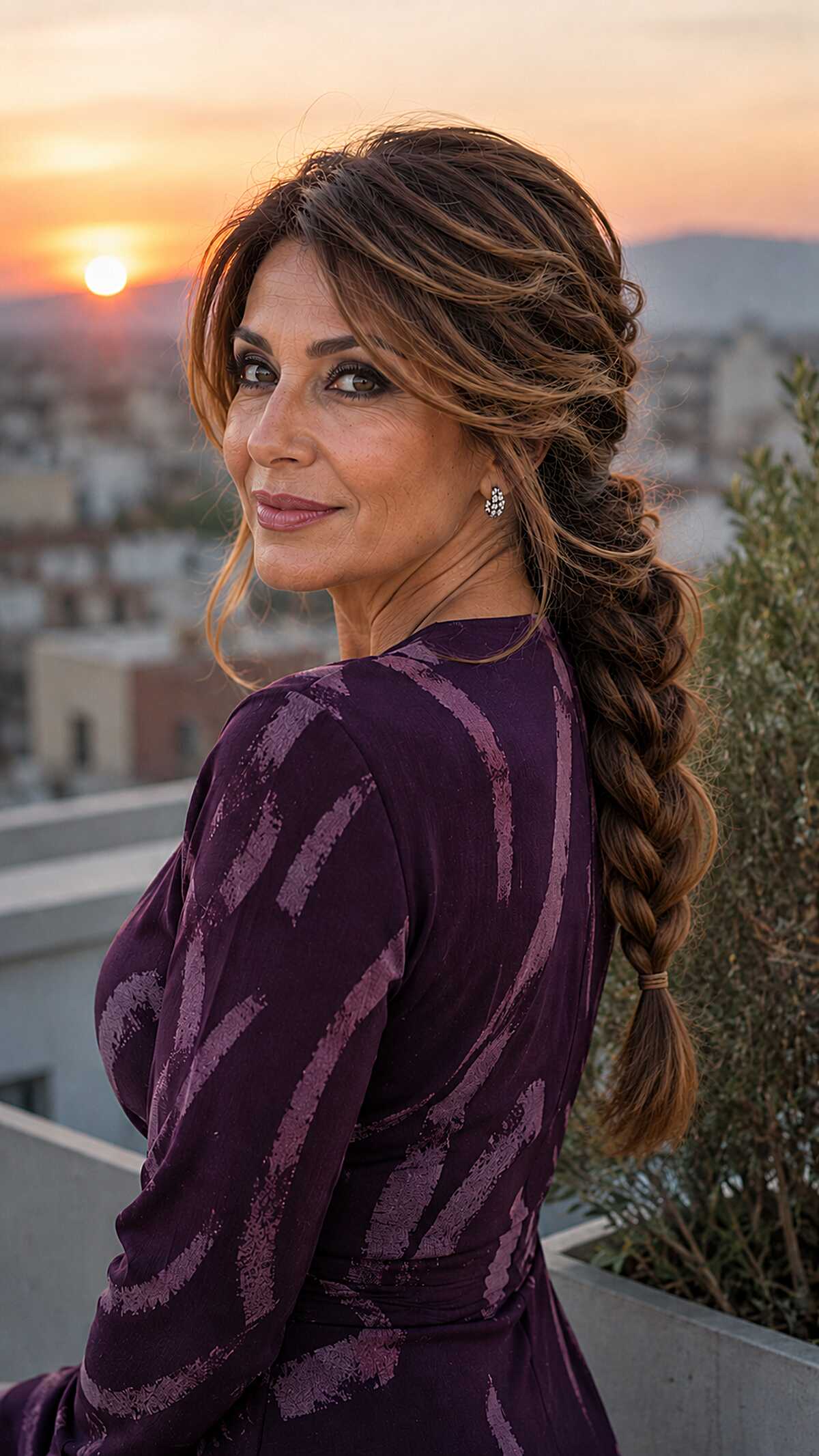 Twisted Braid into Low Ponytail with Crown Volume