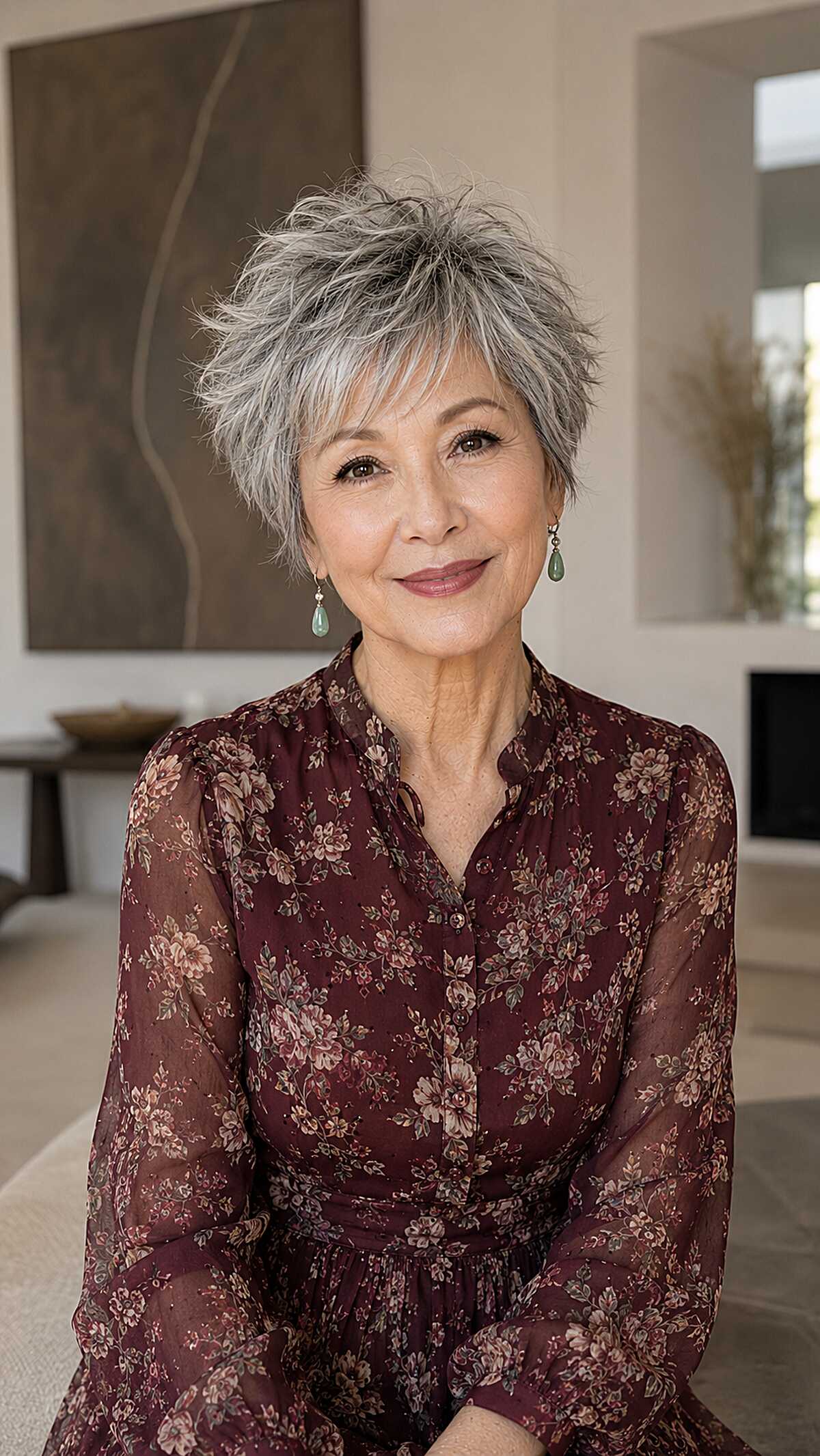 Salt-and-Pepper Spiky Shixie With Feathered Sides