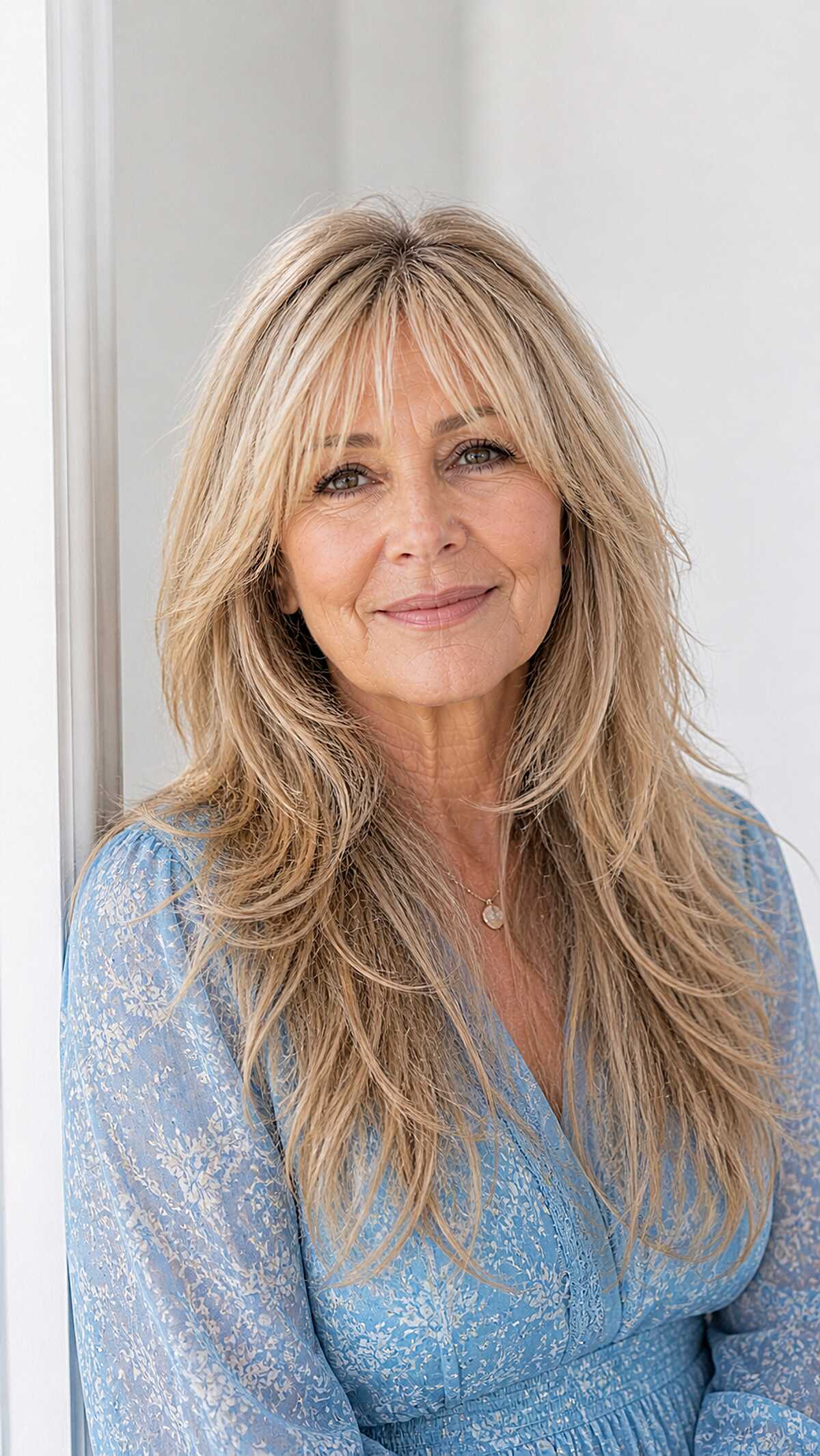 Sandy Blonde Long Shag with Tousled Beachy Texture