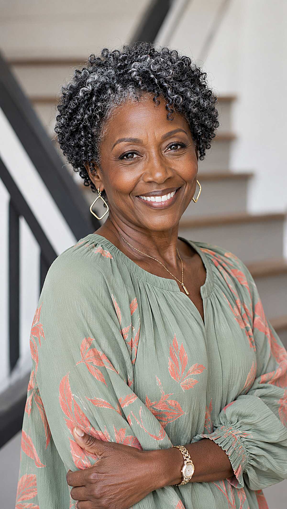 Short Gray Curly Crochet in a Pixie Cut Style