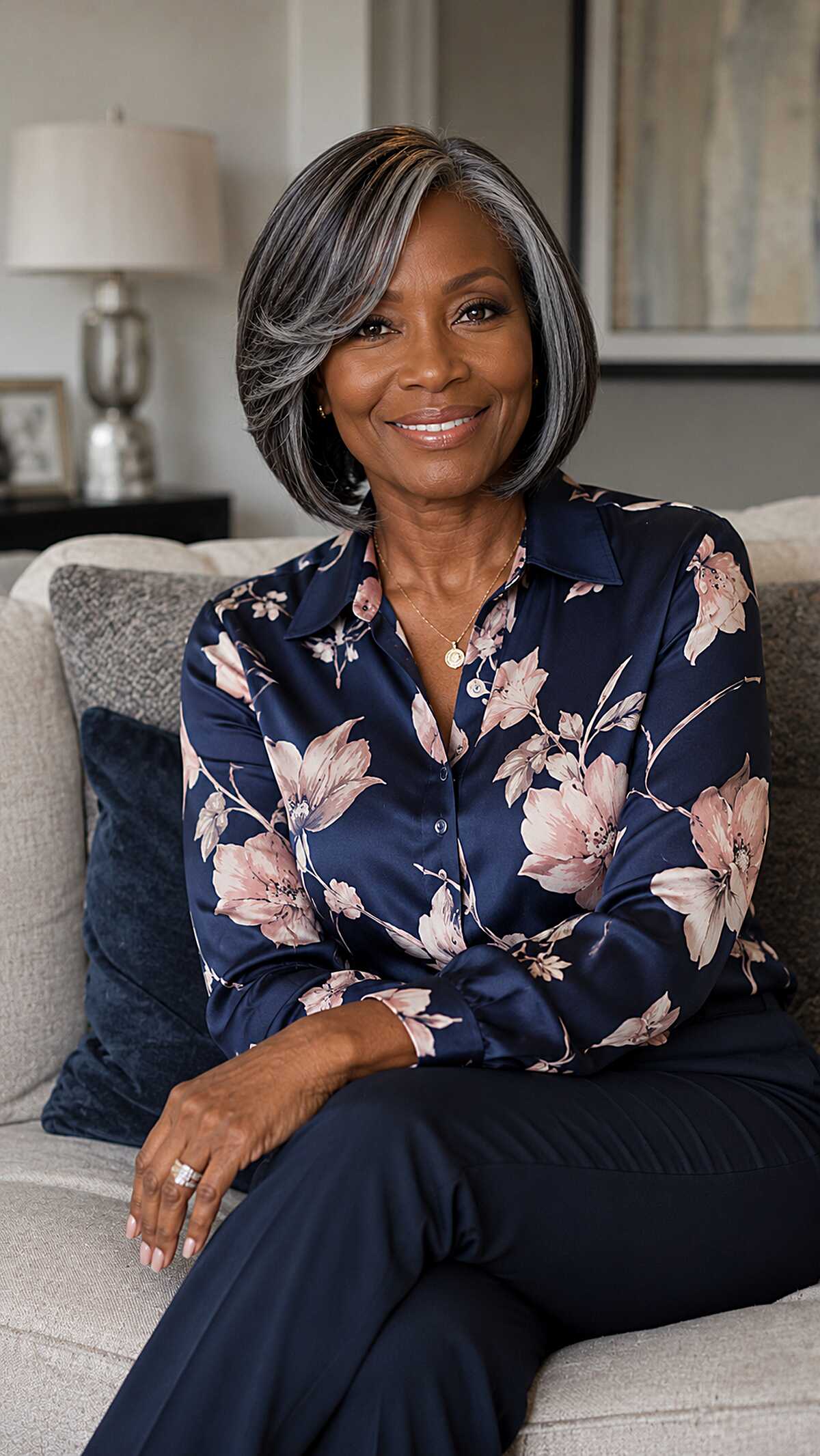 Silver and Charcoal Bob with Elegant Side Part
