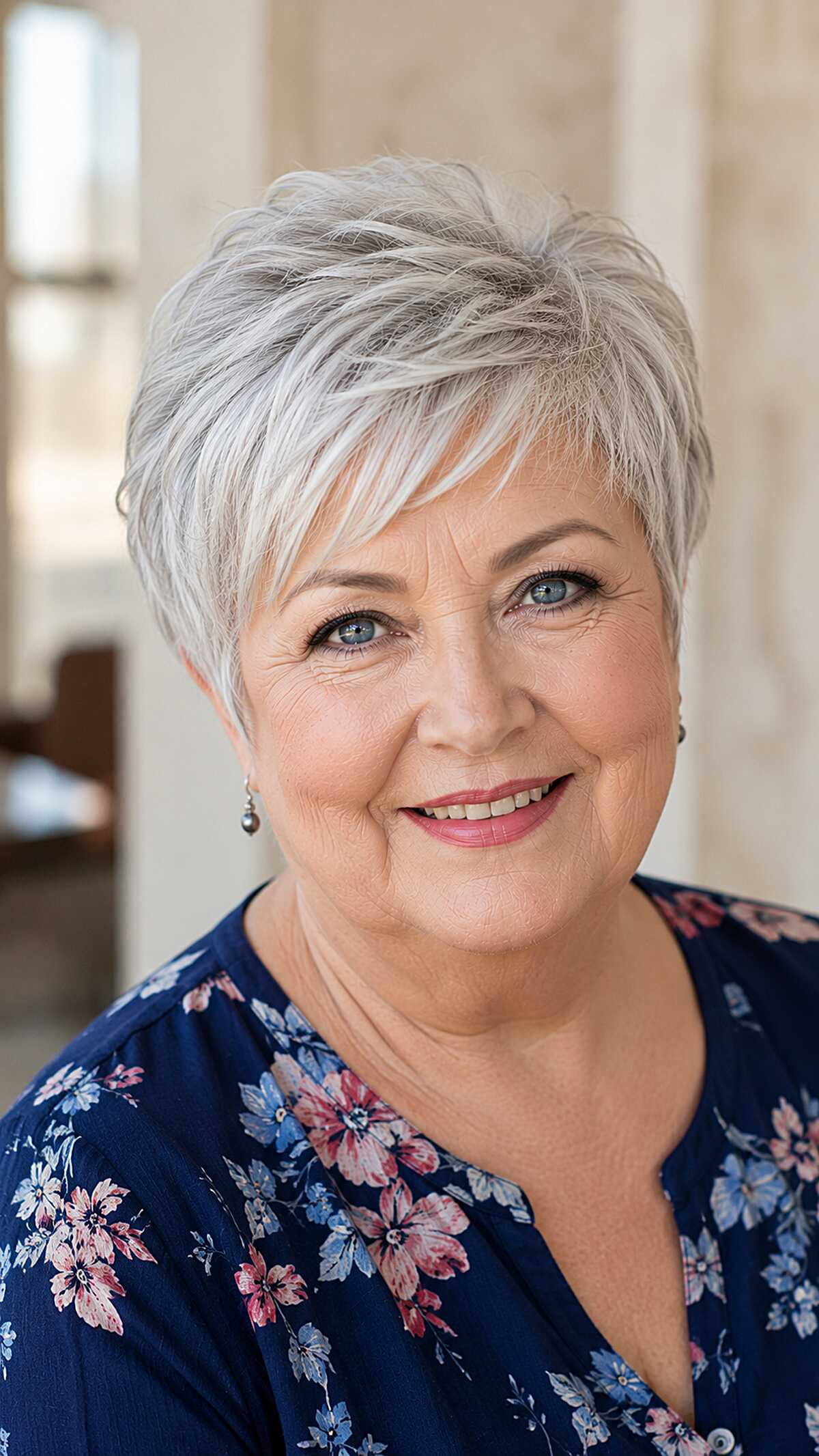 Silver Feathered Pixie with Volume on Top