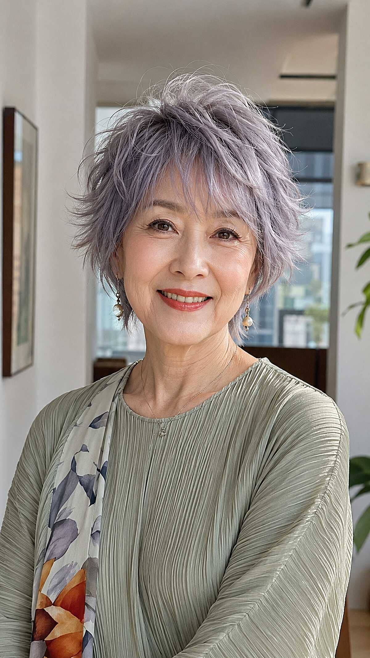 Smoky Lavender-Gray Textured Shixie With Piecey Movement