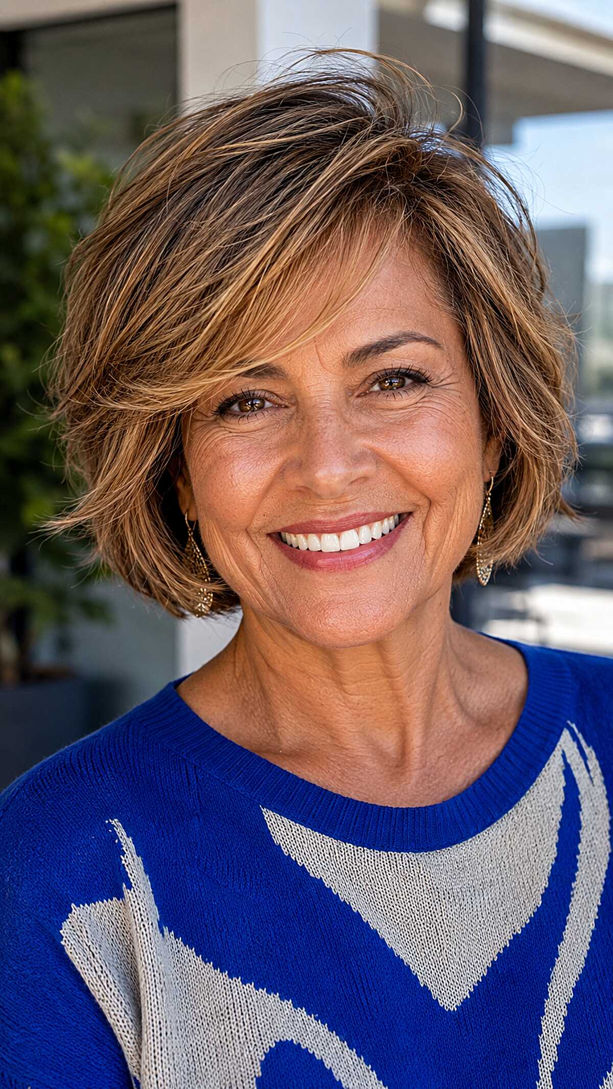 Windswept Caramel Tousled Chin-Length Bob