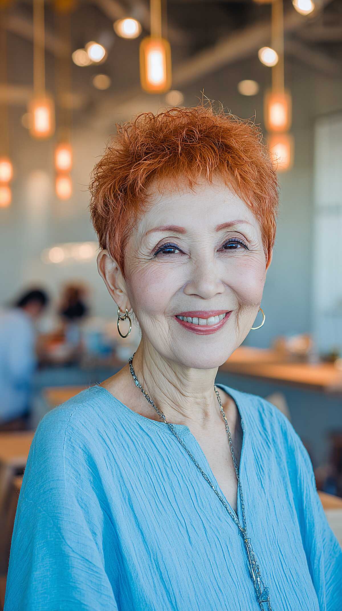 Bright Ginger Pixie Cut with Full Fluffy Top