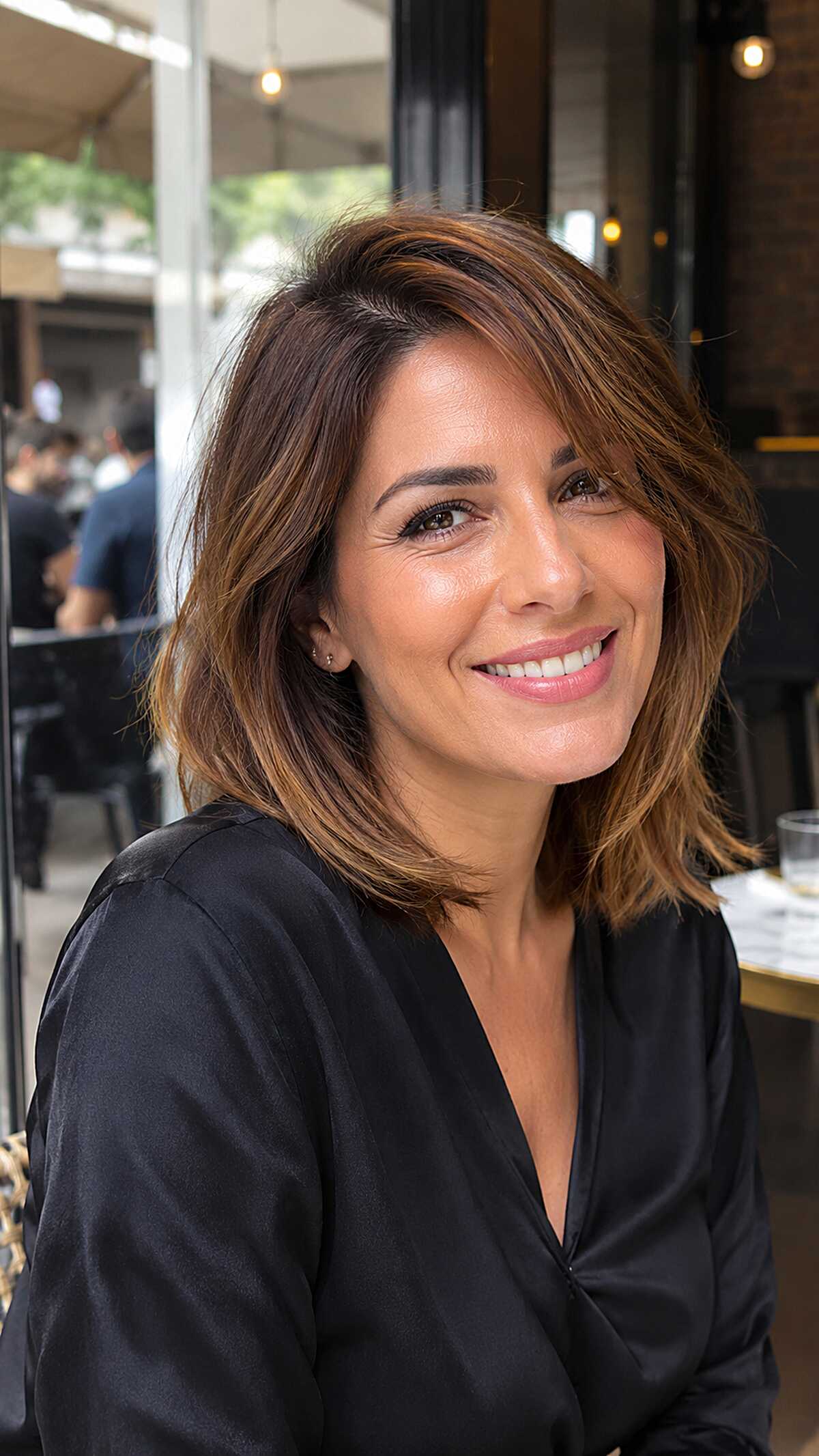 Chestnut highlighted textured lob with movement