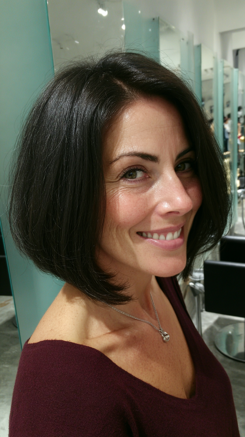 Classic dark brunette bob with natural shine
