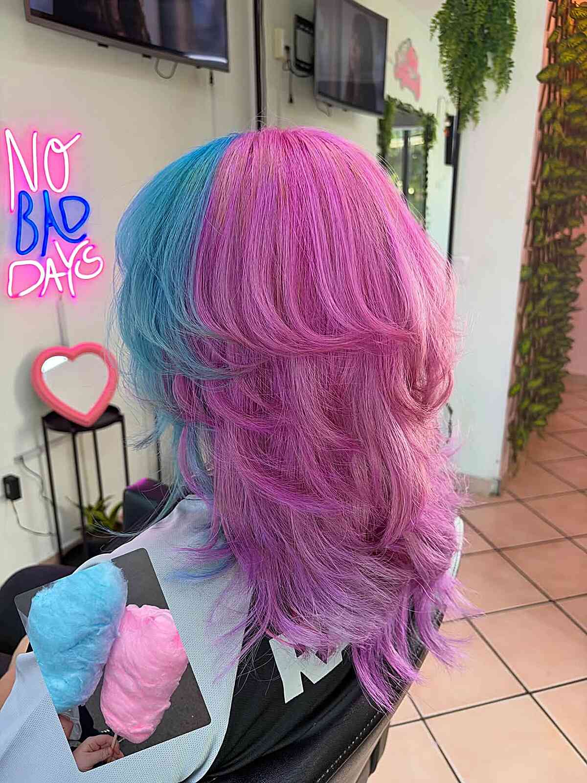 Cotton Candy Layered Hairstyle with Pastel Hues