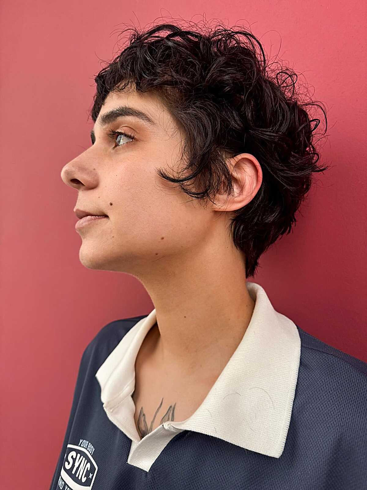 Short Curly Tapered Cut with Texture on Top