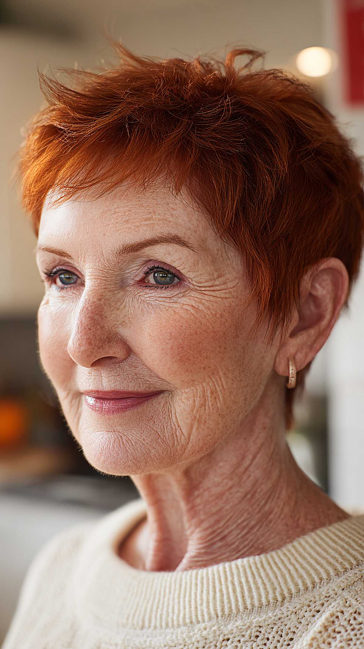 Fiery Copper Pixie Crop with Piece-y Texture