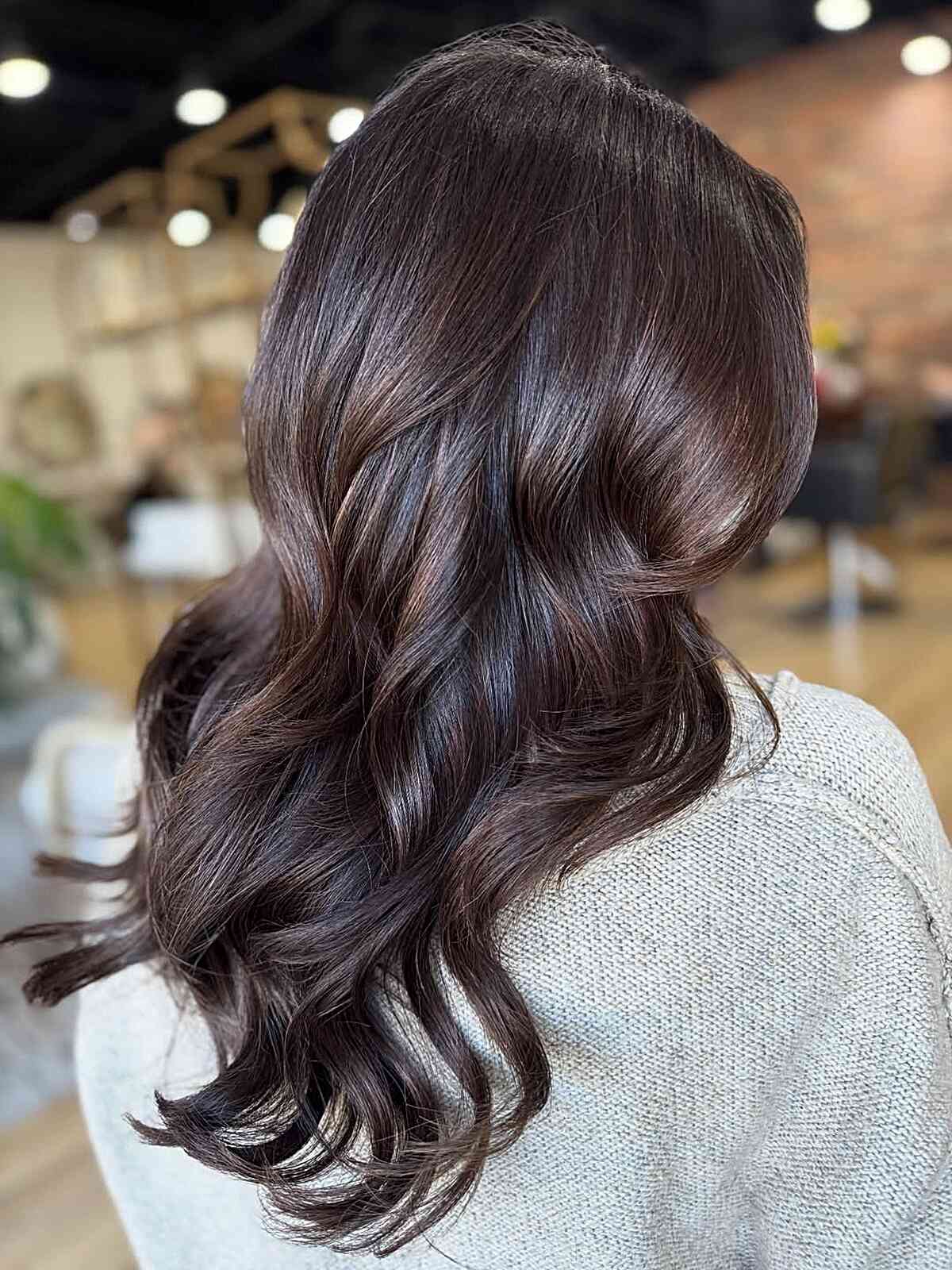Radiant Dark Brown Waves with Subtle Highlights