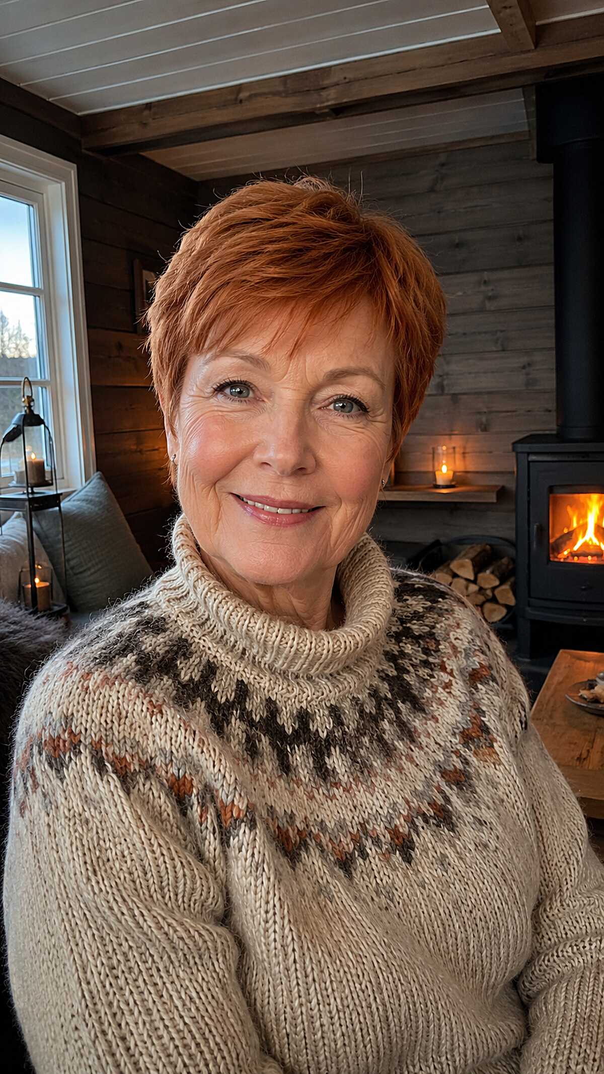 Rich Copper Pixie with Cozy Side-Swept Layers