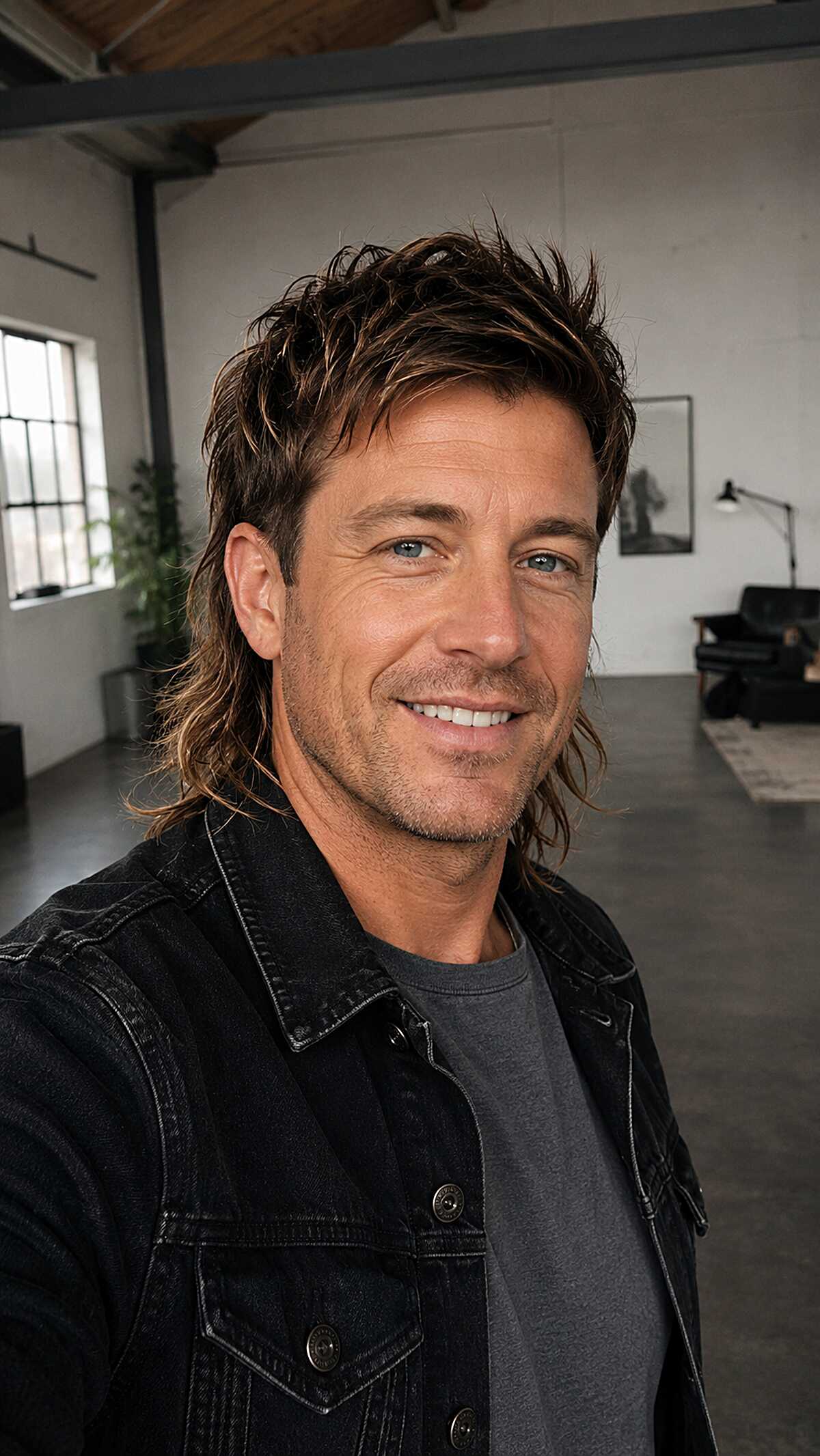 Shaggy textured mullet with long layered back