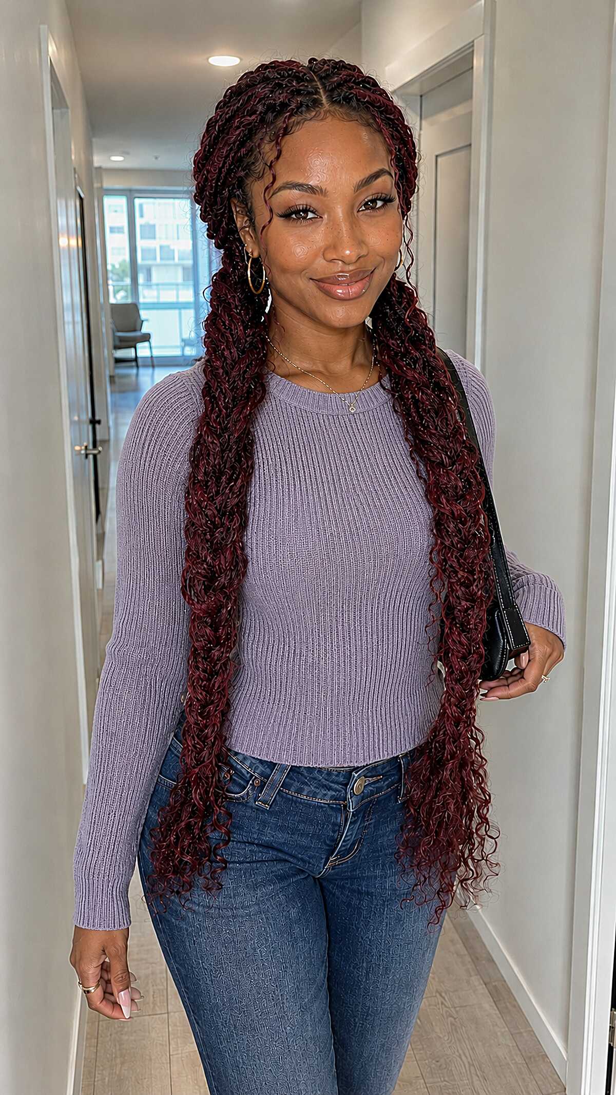 Deep Burgundy Extra-Long Pigtail Locs