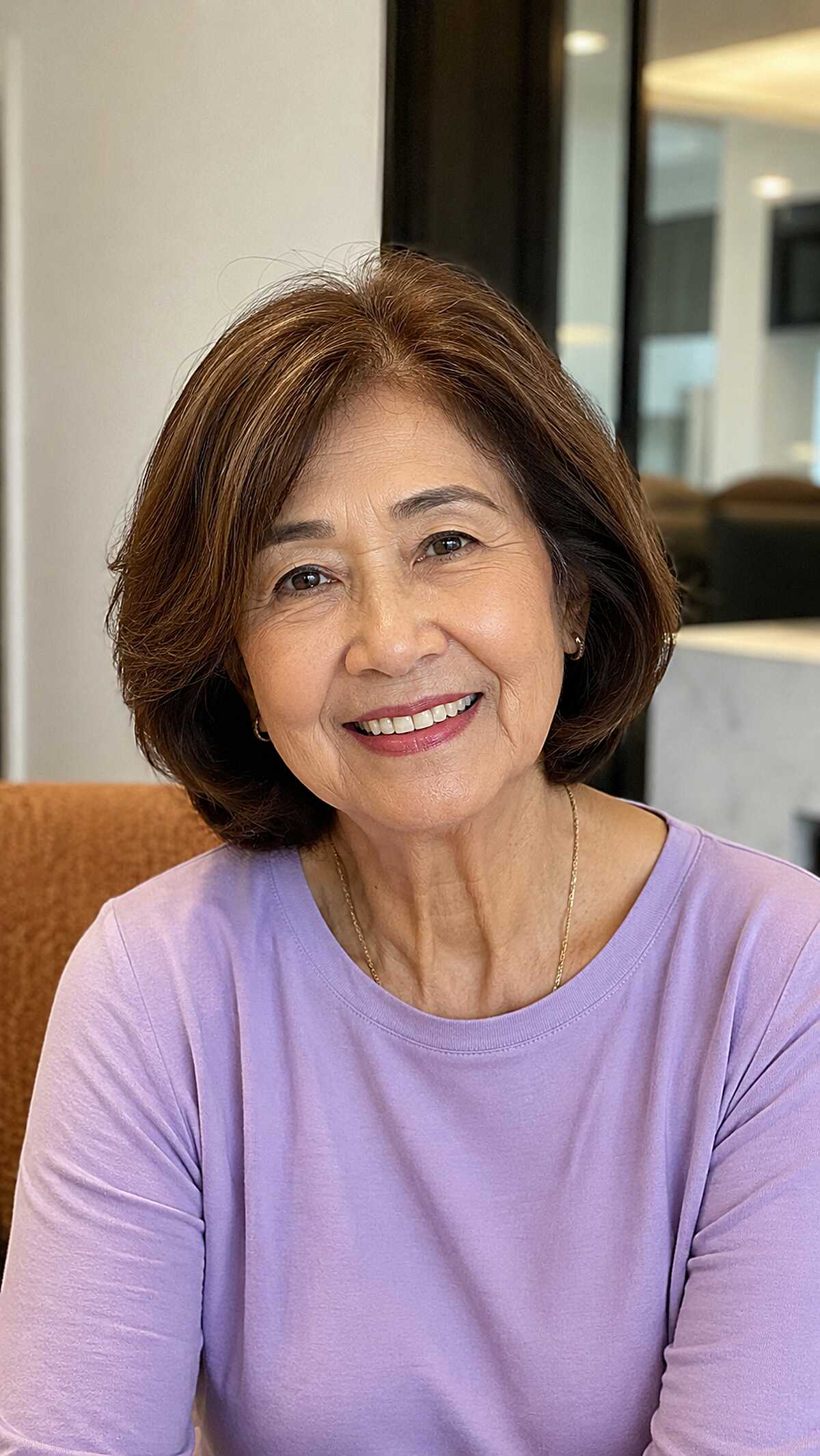 Full Chestnut Bob with Layered Volume