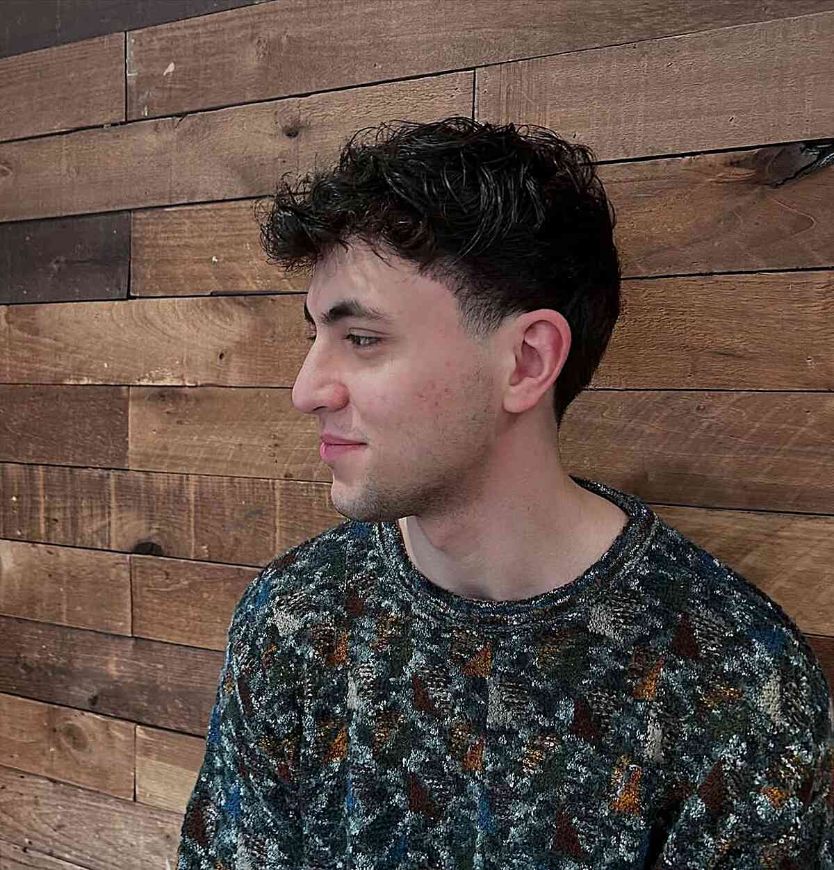 Stylish Low Taper Fade with Textured Curls