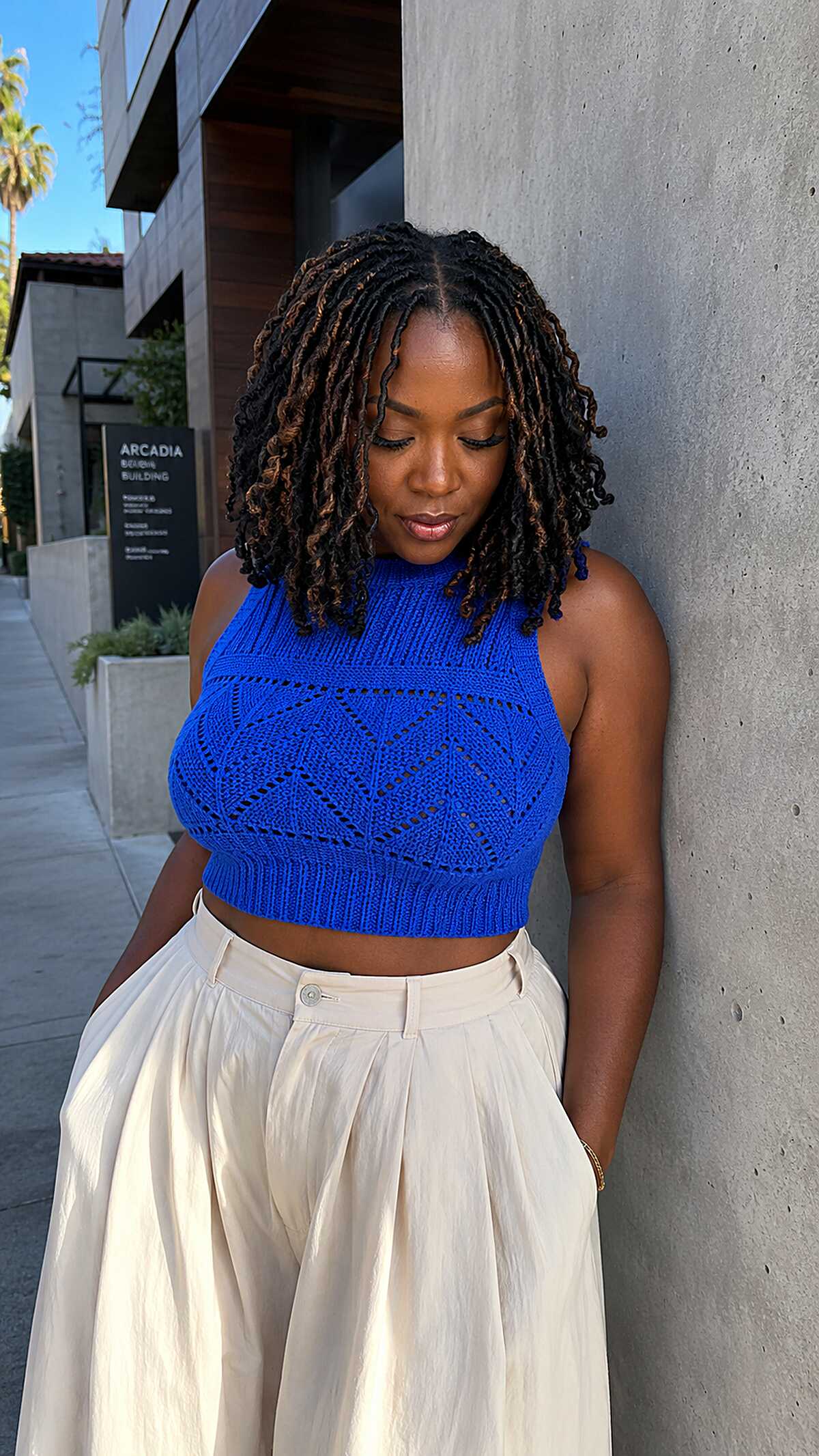 Two-Tone Chin-Length Locs with Bronde Tips
