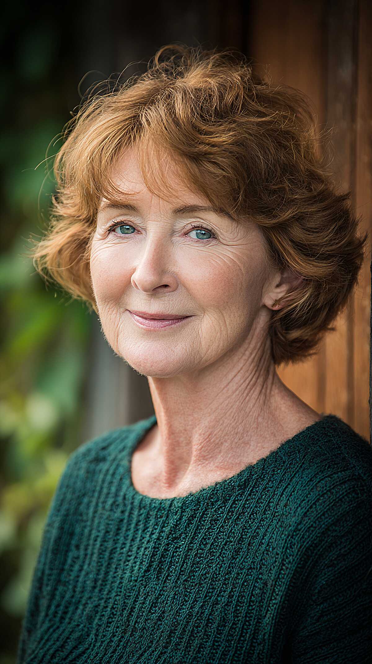 Natural wavy copper-red short bob with tousled texture