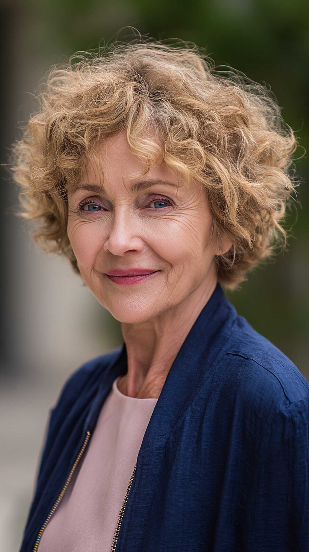 Soft blonde short curly shag with delicate layers