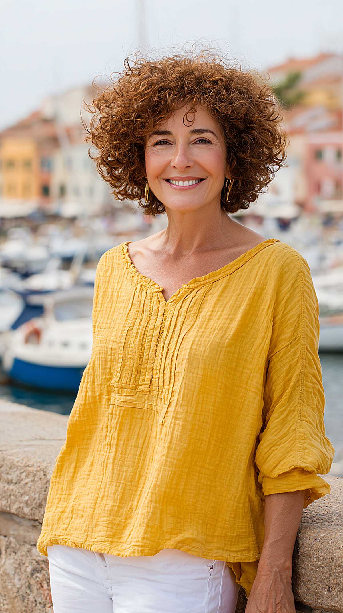 Warm copper curly shag with bouncy rounded shape