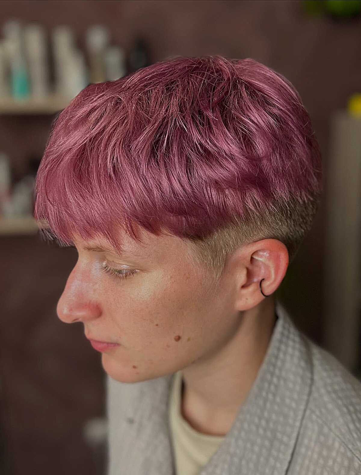 Dusty rose pink mushroom crop with natural root shadow