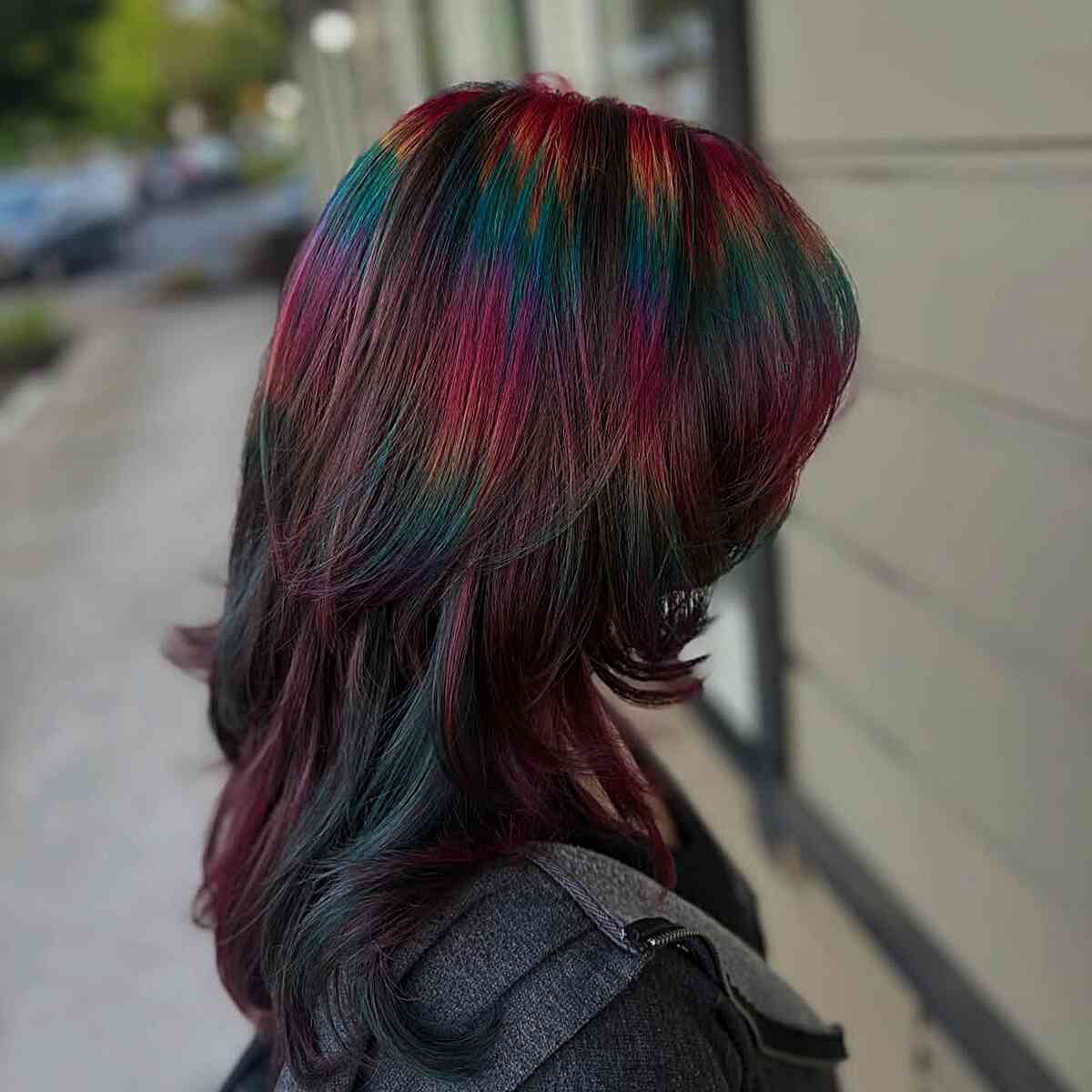 Vibrant Y2K Multi-Colored Layered Haircut
