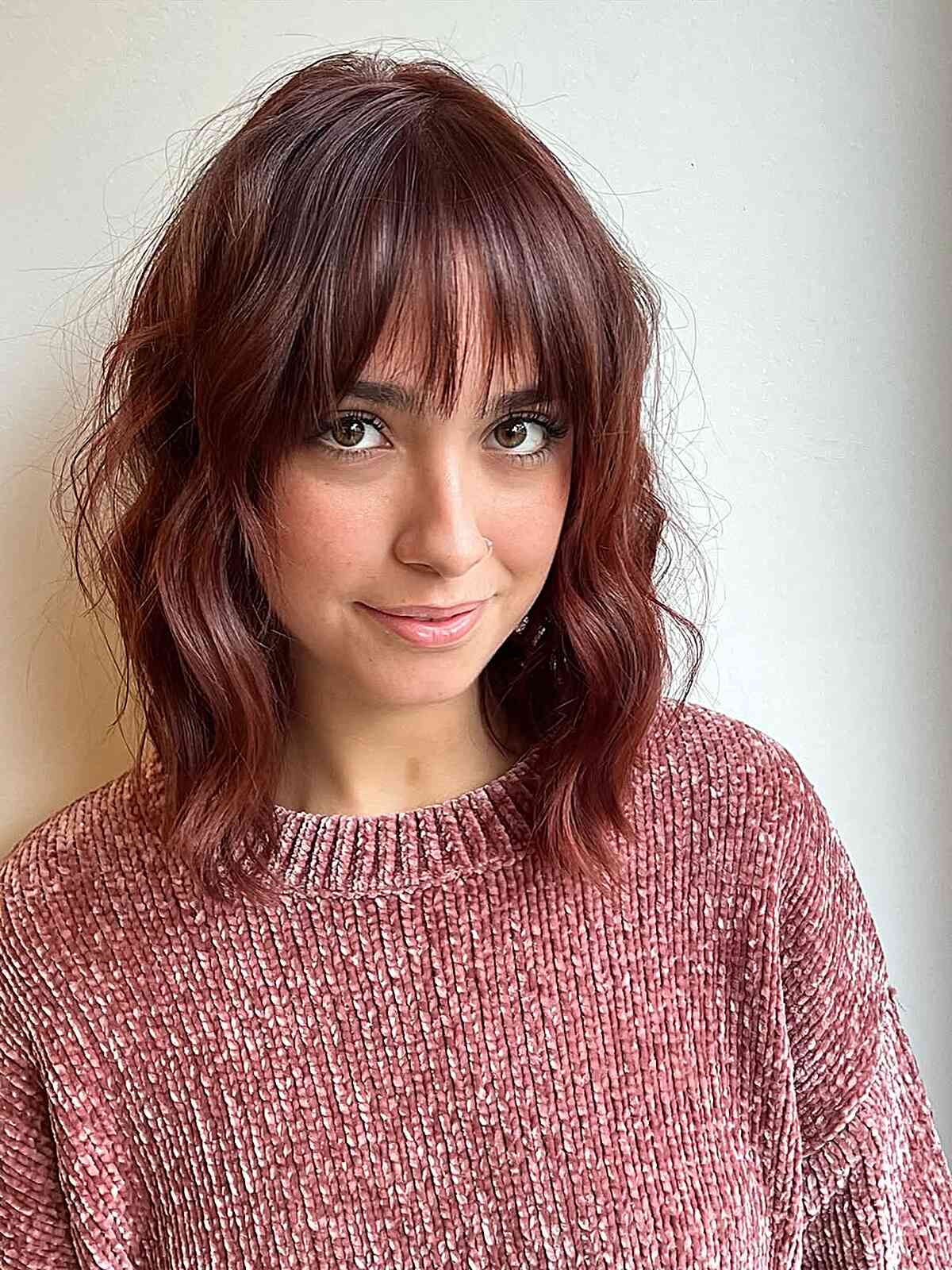 Textured Wavy Bob with Bangs