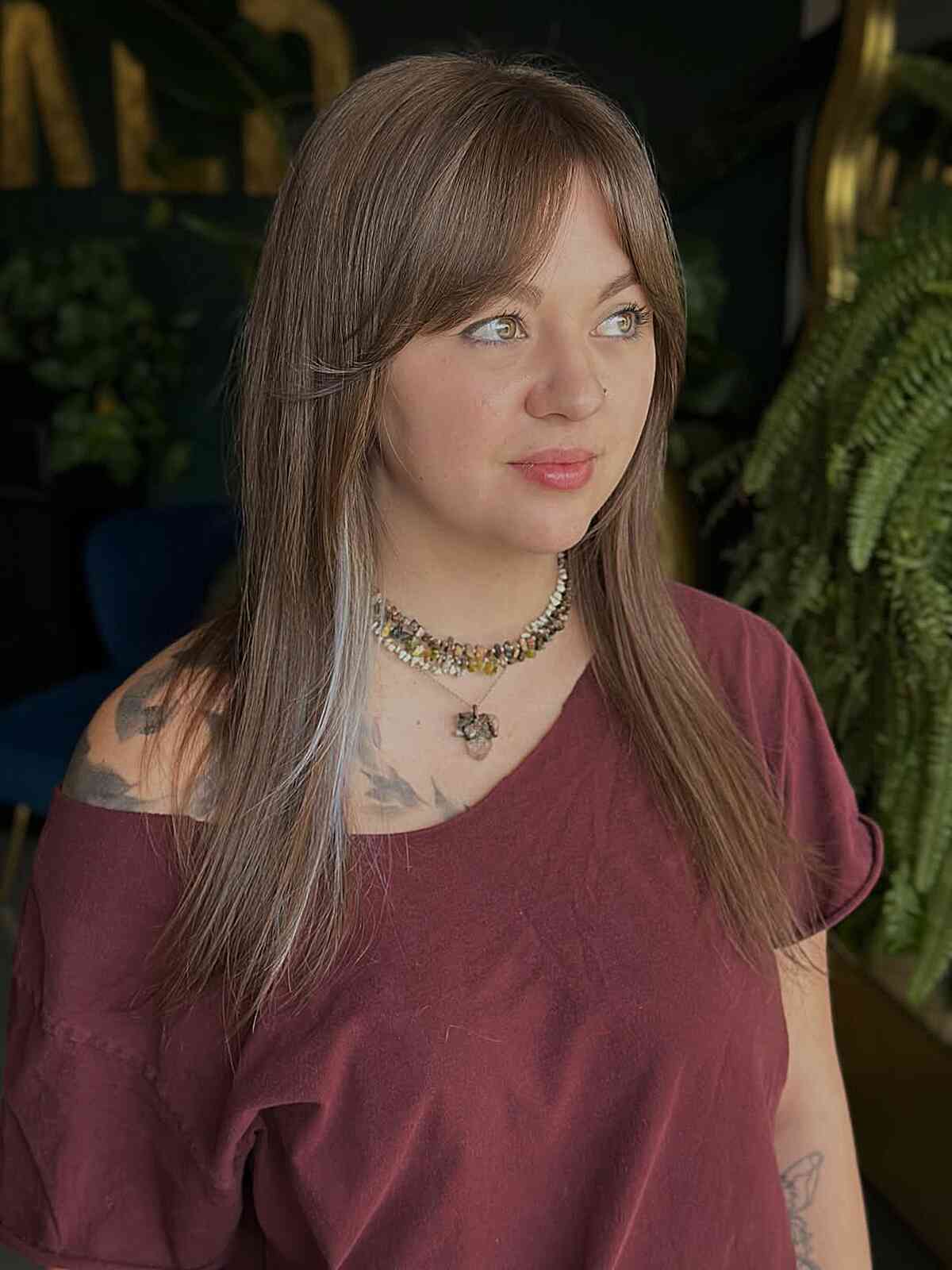 Chic Long Curtain Bangs with Soft Layers