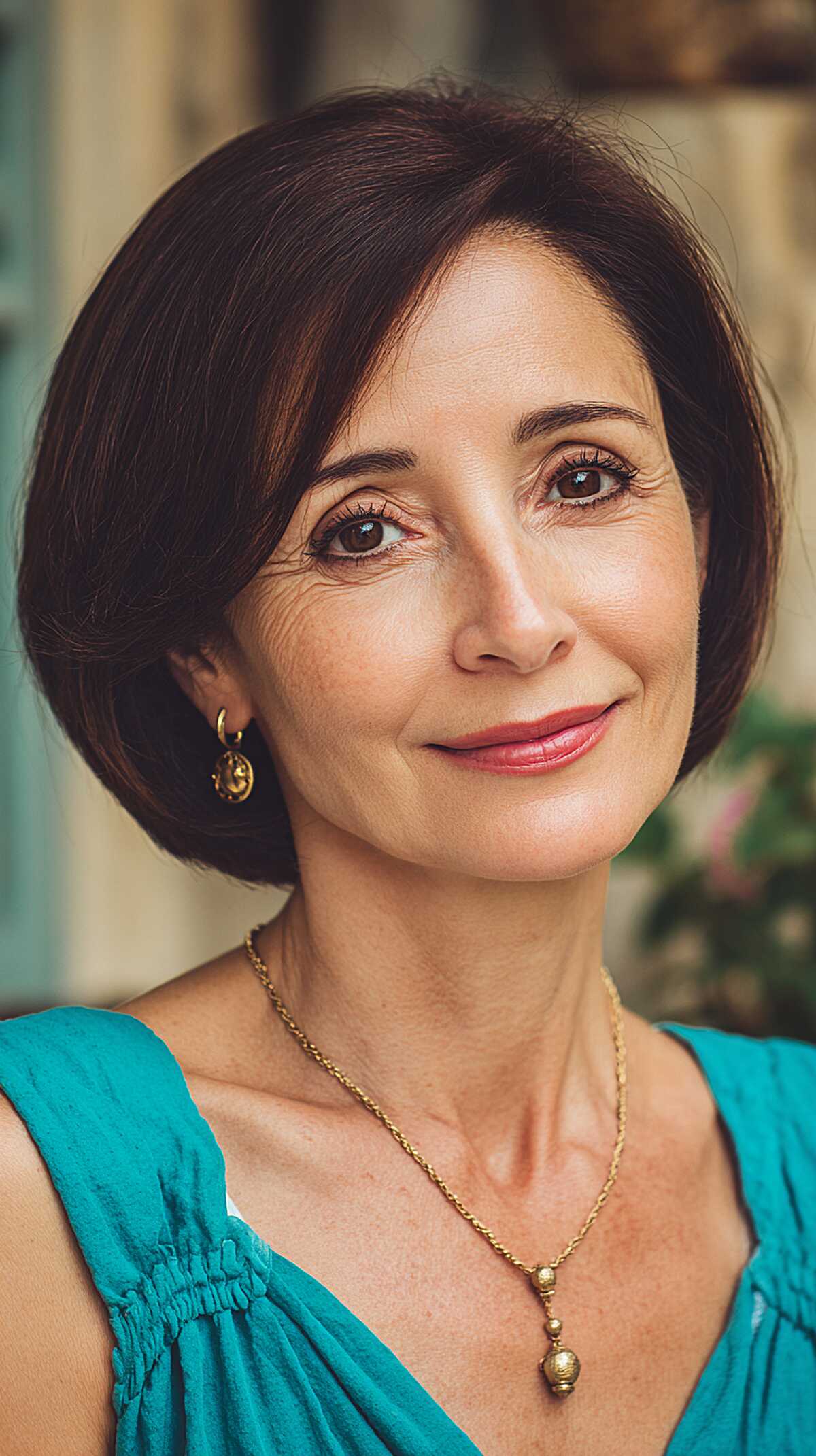 Classic Dark Brunette Chin-Length Bob with Clean Line