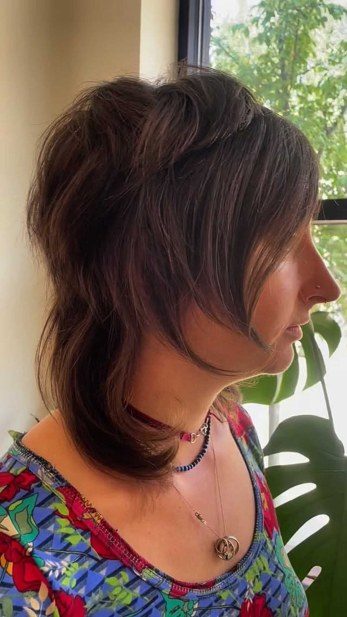 Medium brunette shag with flipped-out layered ends
