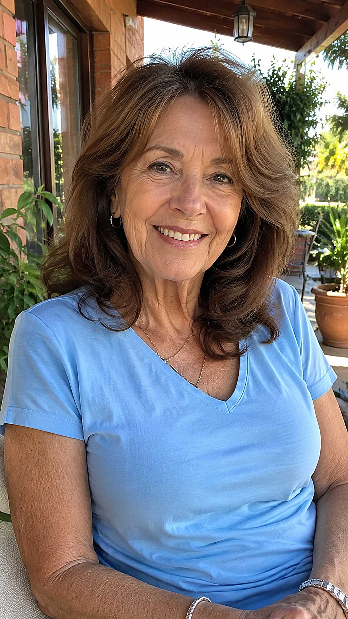 Layered brunette shoulder-length blowout with body